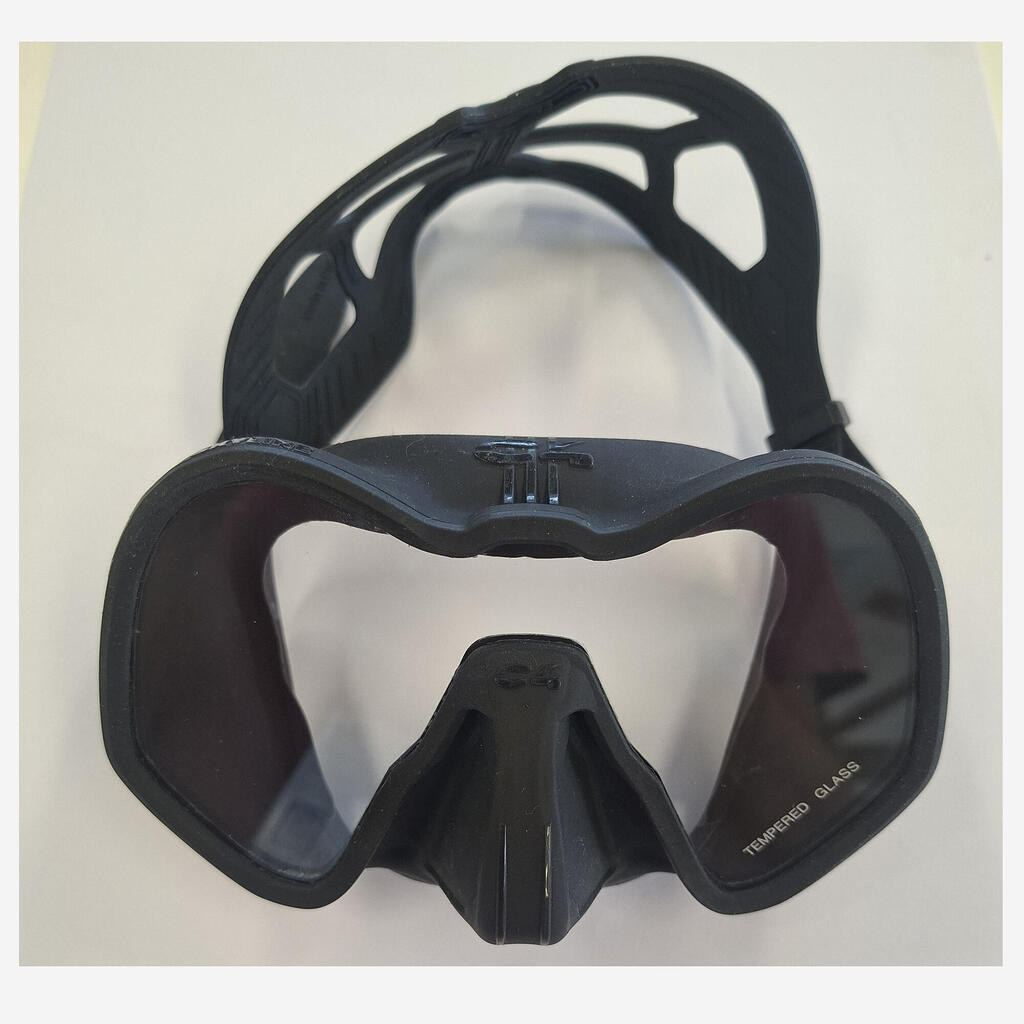 Αντιθαμβωτική μάσκα καταδύσεων και ψαροντούφεκου Skyline με ενιαίο φακό - Μαύρο