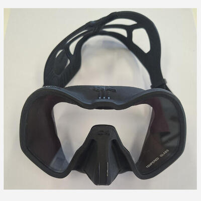 Maschera subacquea apnea e pesca in apnea monolente SKYLINE nera
