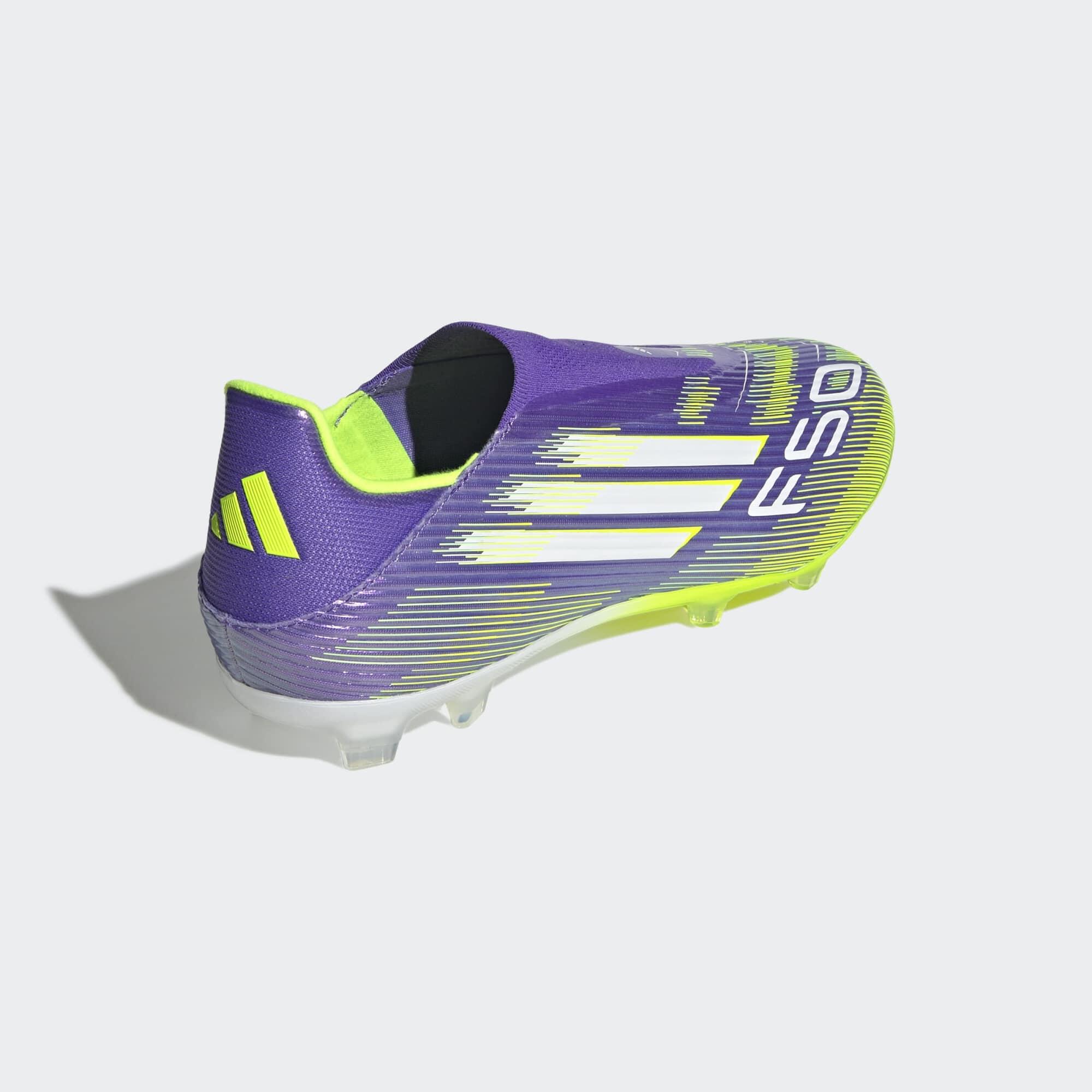 Scarpe calcio adulto F50 LEAGUE LACELESS FG/MG viola gialle 12/13