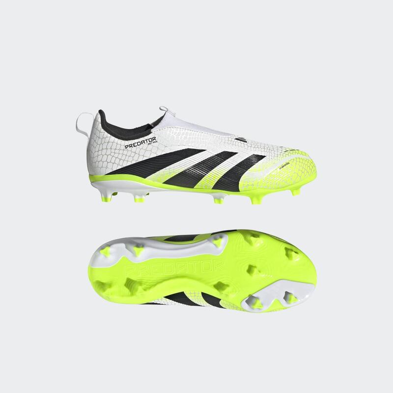 Ghete fotbal fără șiret Predator League FG/MG Alb-Verde Copii