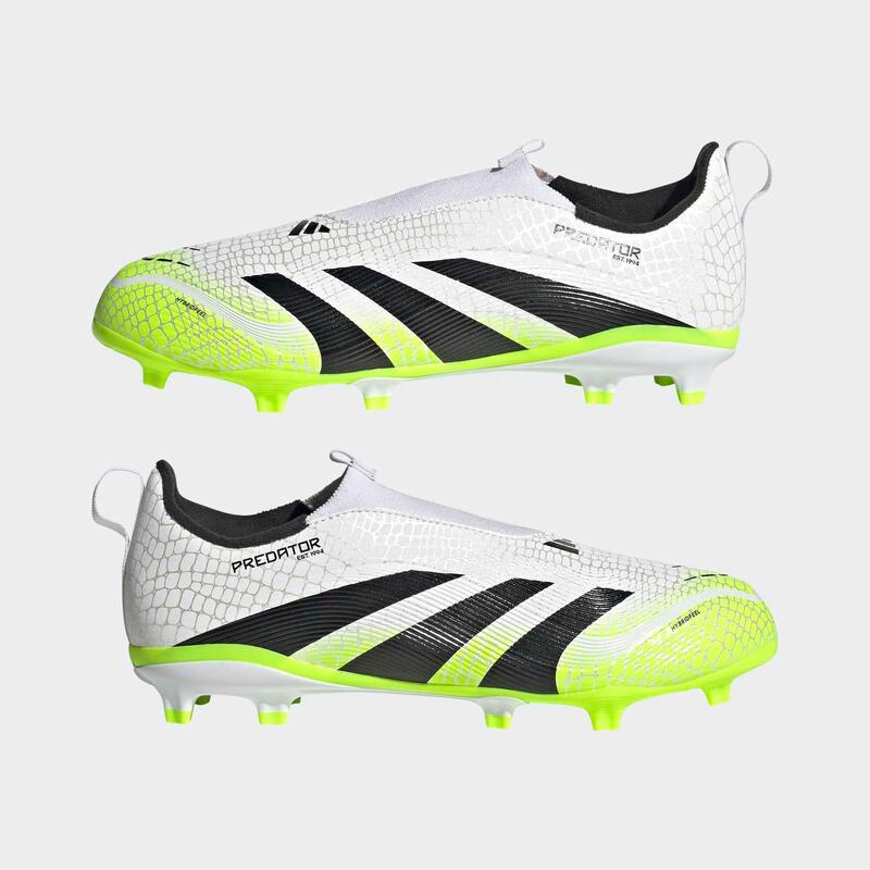 Ghete fotbal fără șiret Predator League FG/MG Alb-Verde Copii