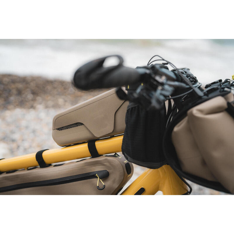 Geantă impermeabilă top tube bikepacking 1 litru IPX3, ADVT 900 Bej