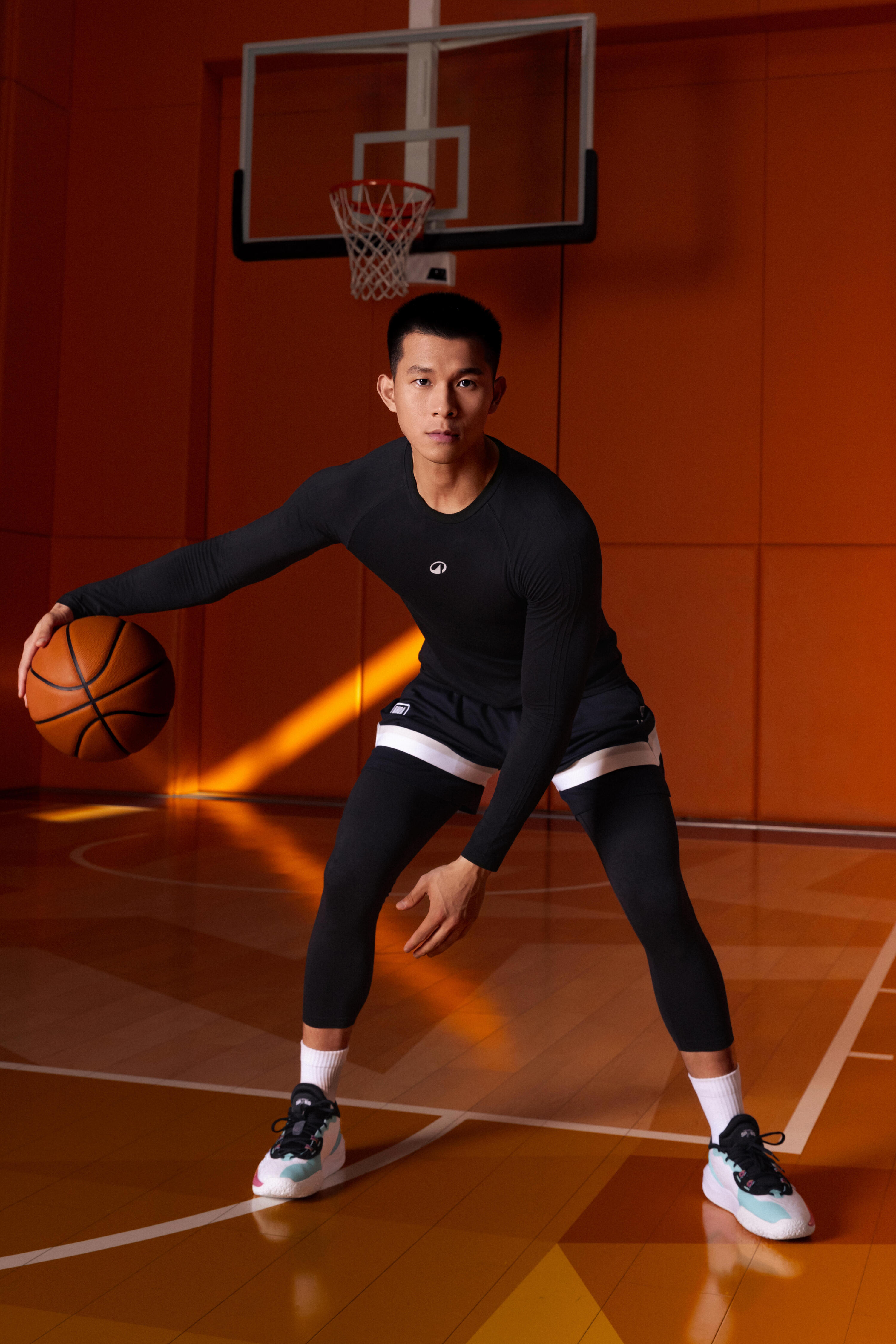 Camiseta interior de baloncesto NBA sin costuras de manga larga hombre/mujer, 900 negro 10/10