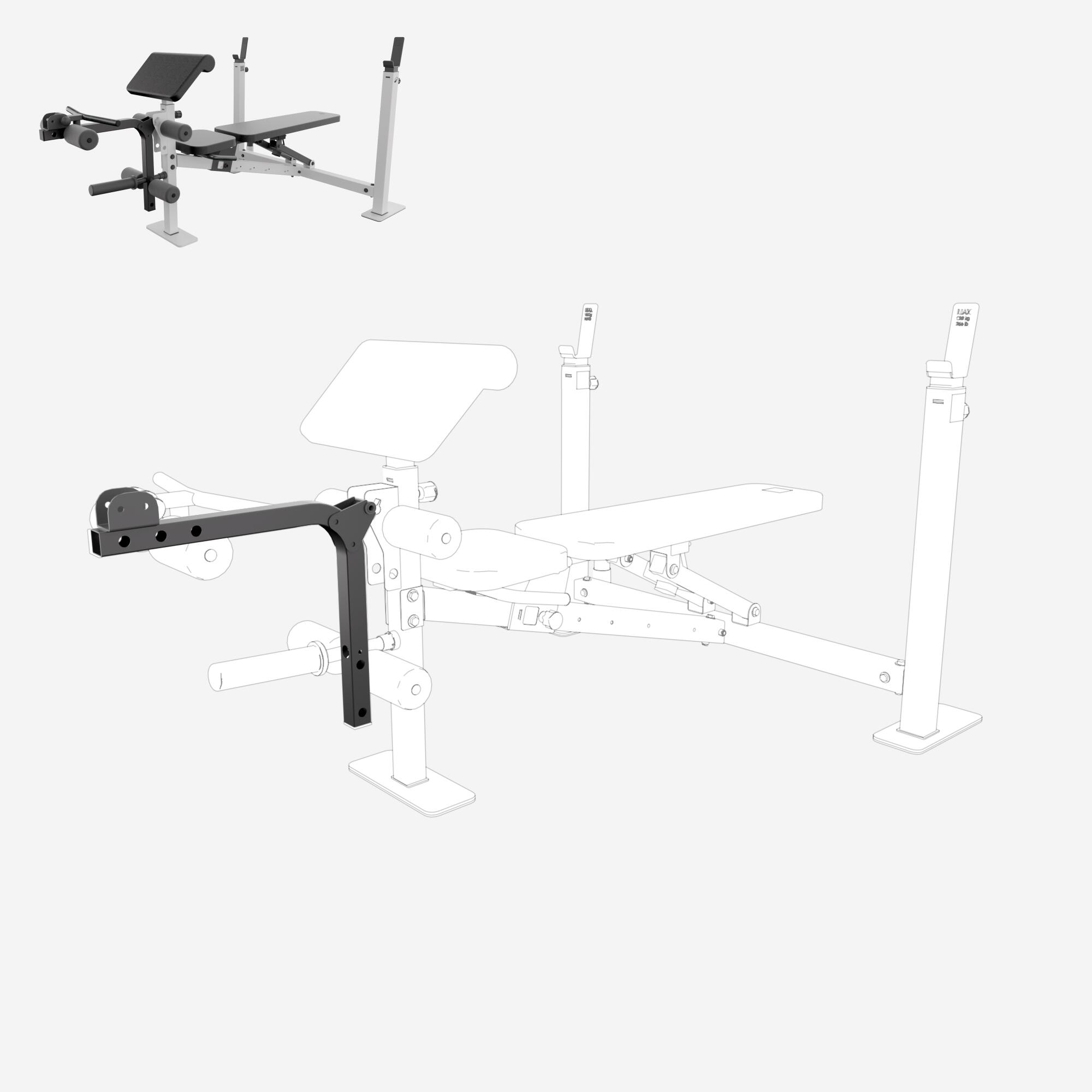 Estrutura de Peso Bíceps Peça Sobresselente Musculação Bench Press Multifunção 3/6