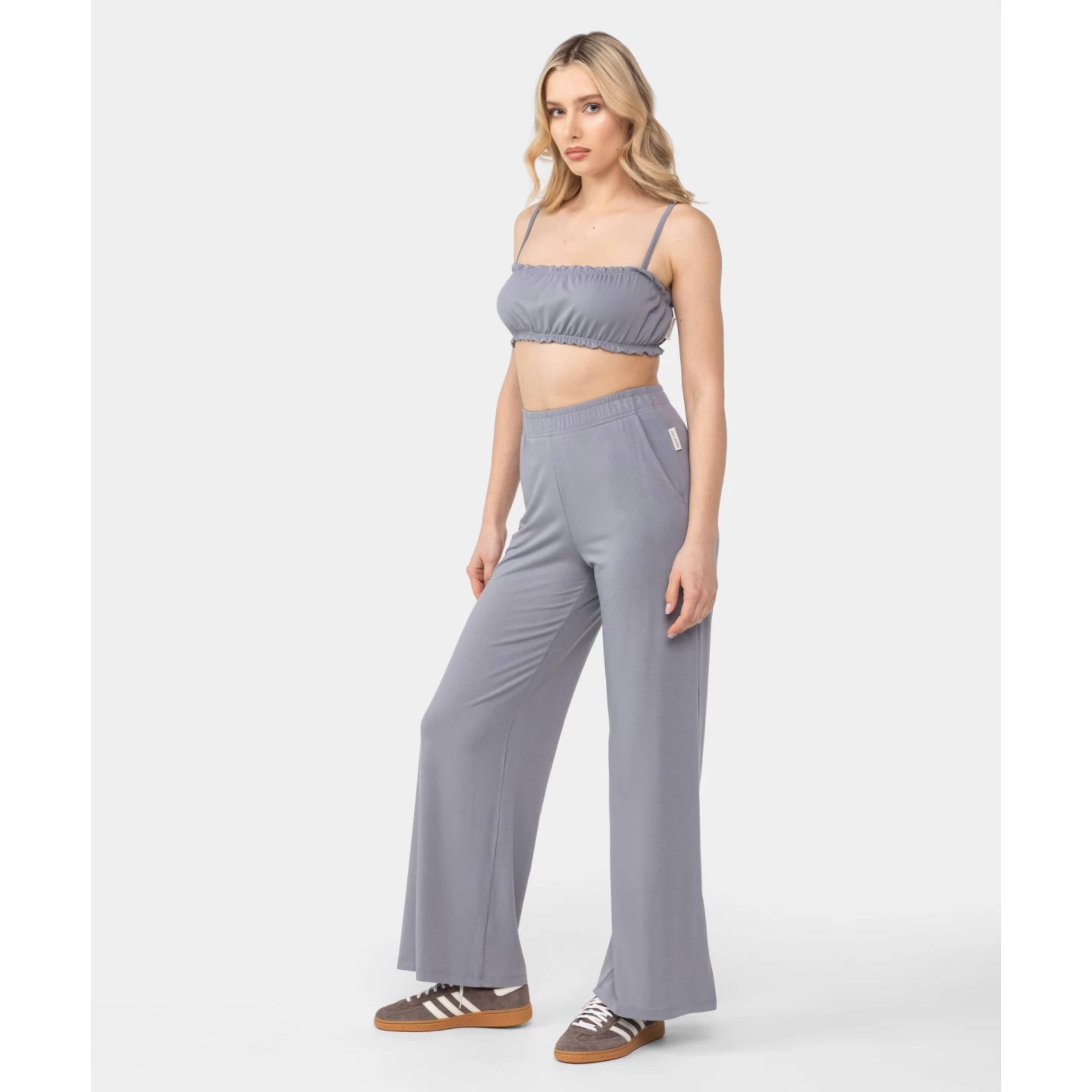 Spodnie wiskozowe Carpatree Cozy Leisure szare 3/4