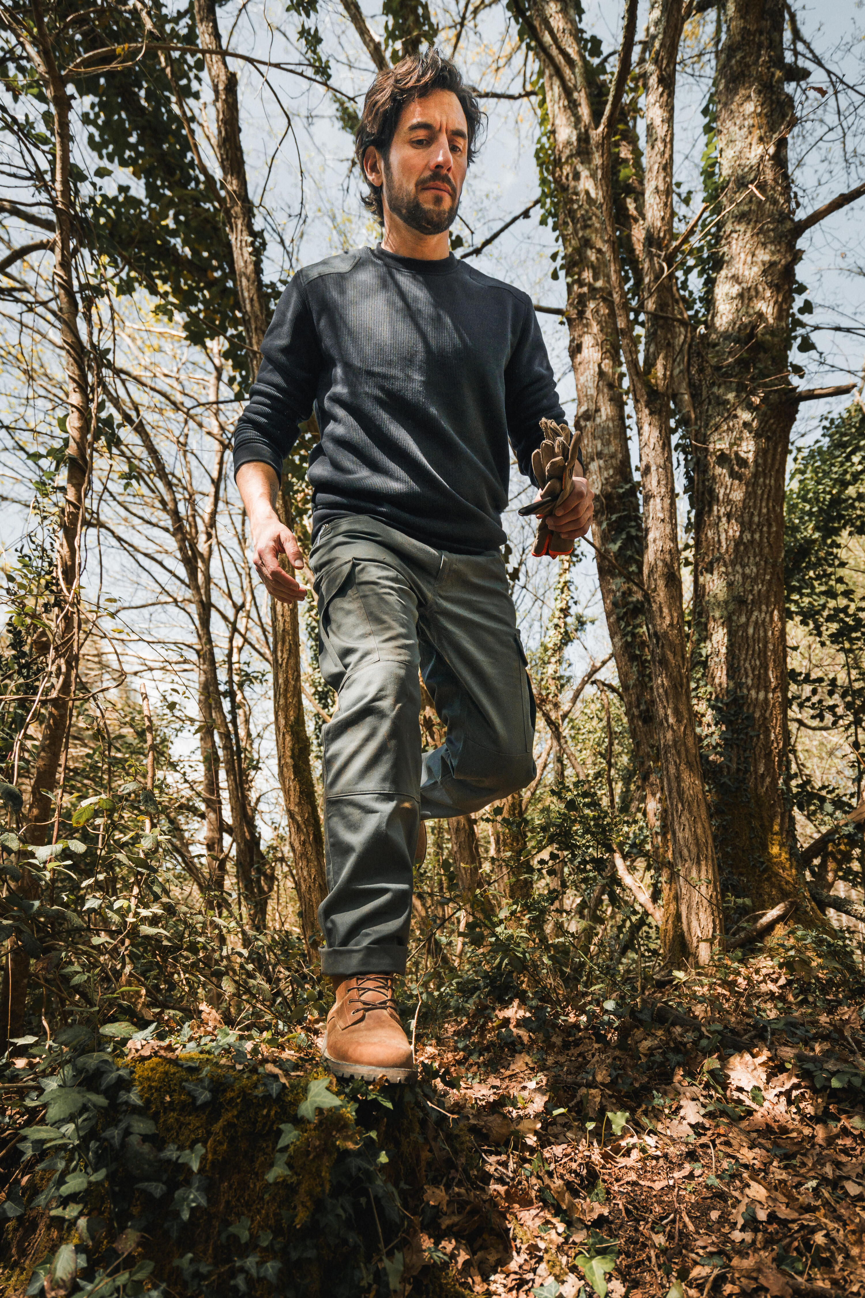 Pantalon cargo de chasse résistant homme, Steppe 500 vert 4/12