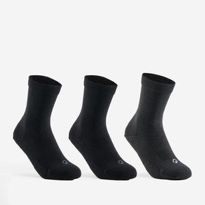 Calcetines altos de tenis Niños Pack de 3 Artengo RS 160 negro gris