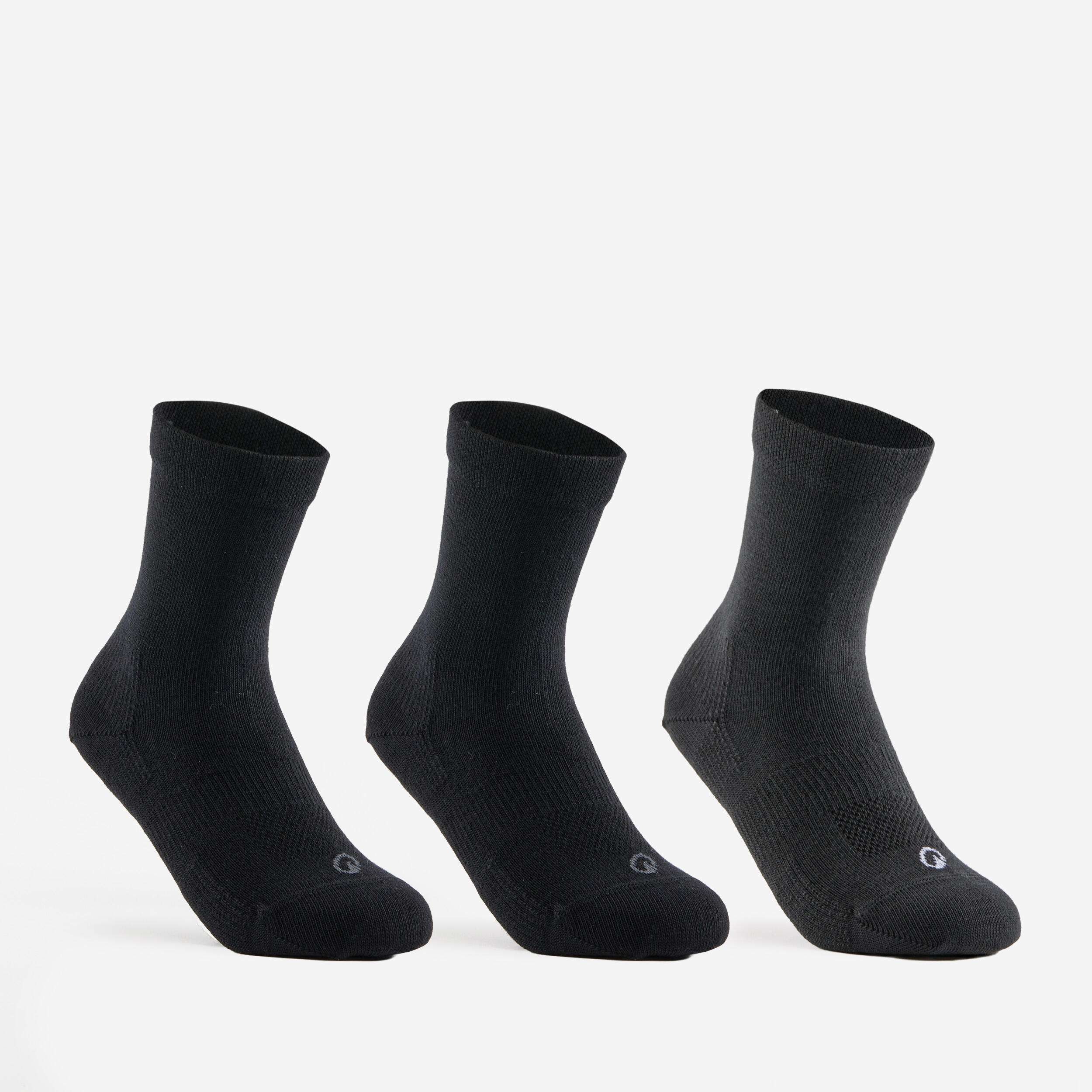 Set Şosete Lungi Tenis RS160 x 3 Negru-Gri Copii