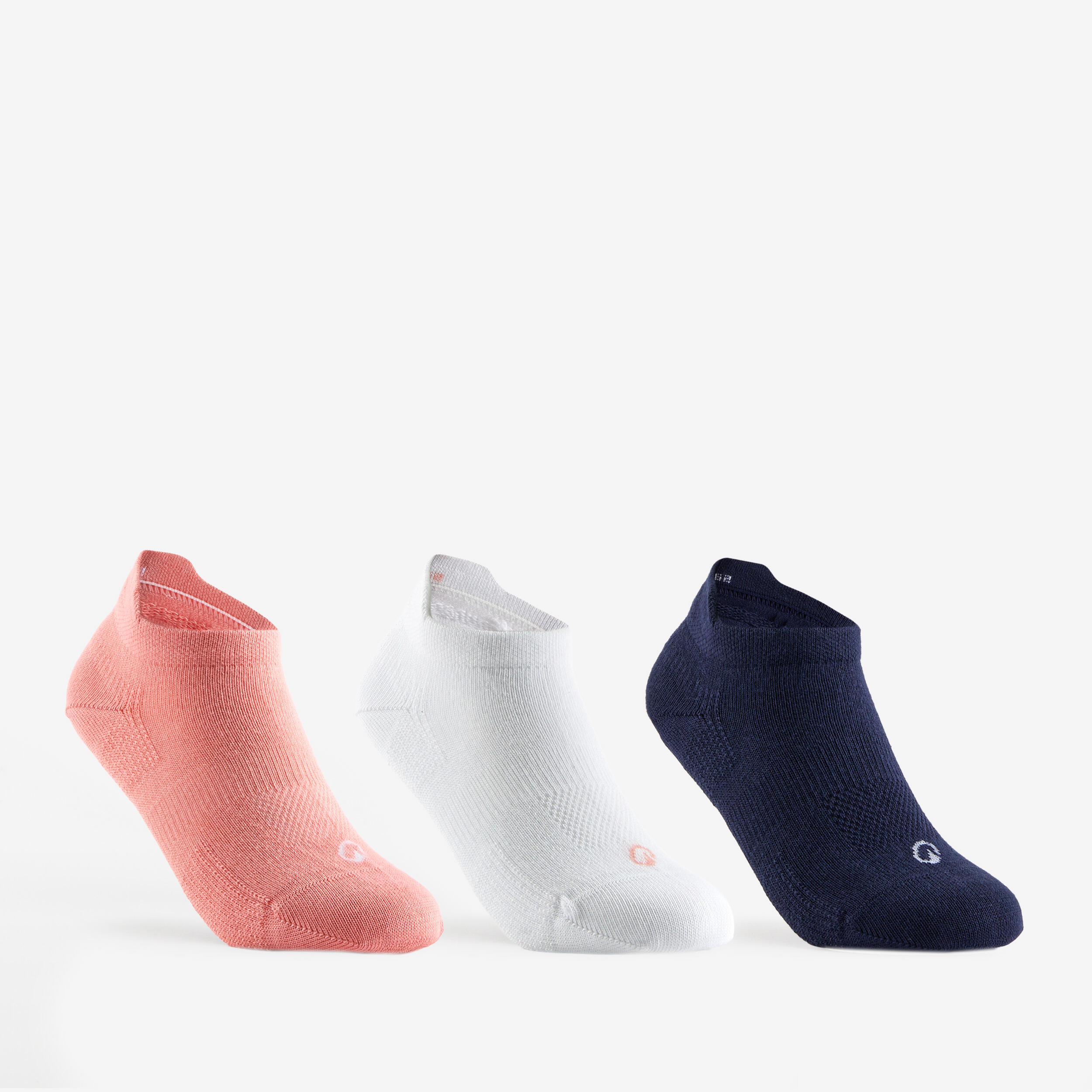 CALCETINES CORTOS TENIS NIÑOS ARTENGO RS 160  LOTE DE 3 ROSA BLANCO AZUL MARINO 12/22
