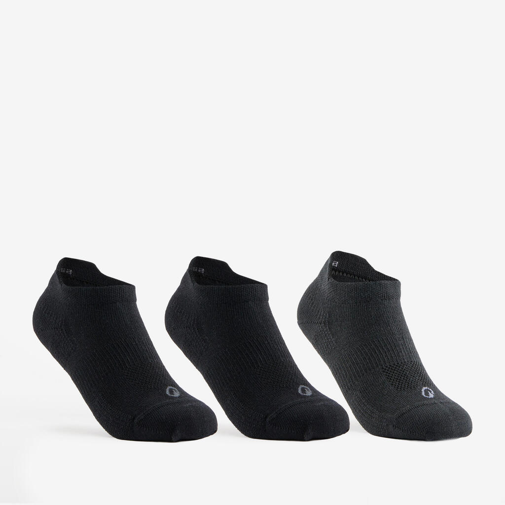 CHAUSSETTES TENNIS ENFANT BASSES ARTENGO RS 160  NOIR NOIR GRIS LOT DE 3