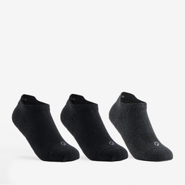 CHAUSSETTES DE SPORT ENFANT BASSES RS 160  NOIR NOIR GRIS LOT DE 3.