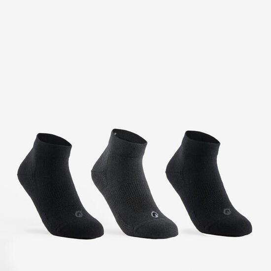 CHAUSSETTES DE SPORT ENFANT MI-HAUTES RS 160 NOIR GRIS LOT DE 3.