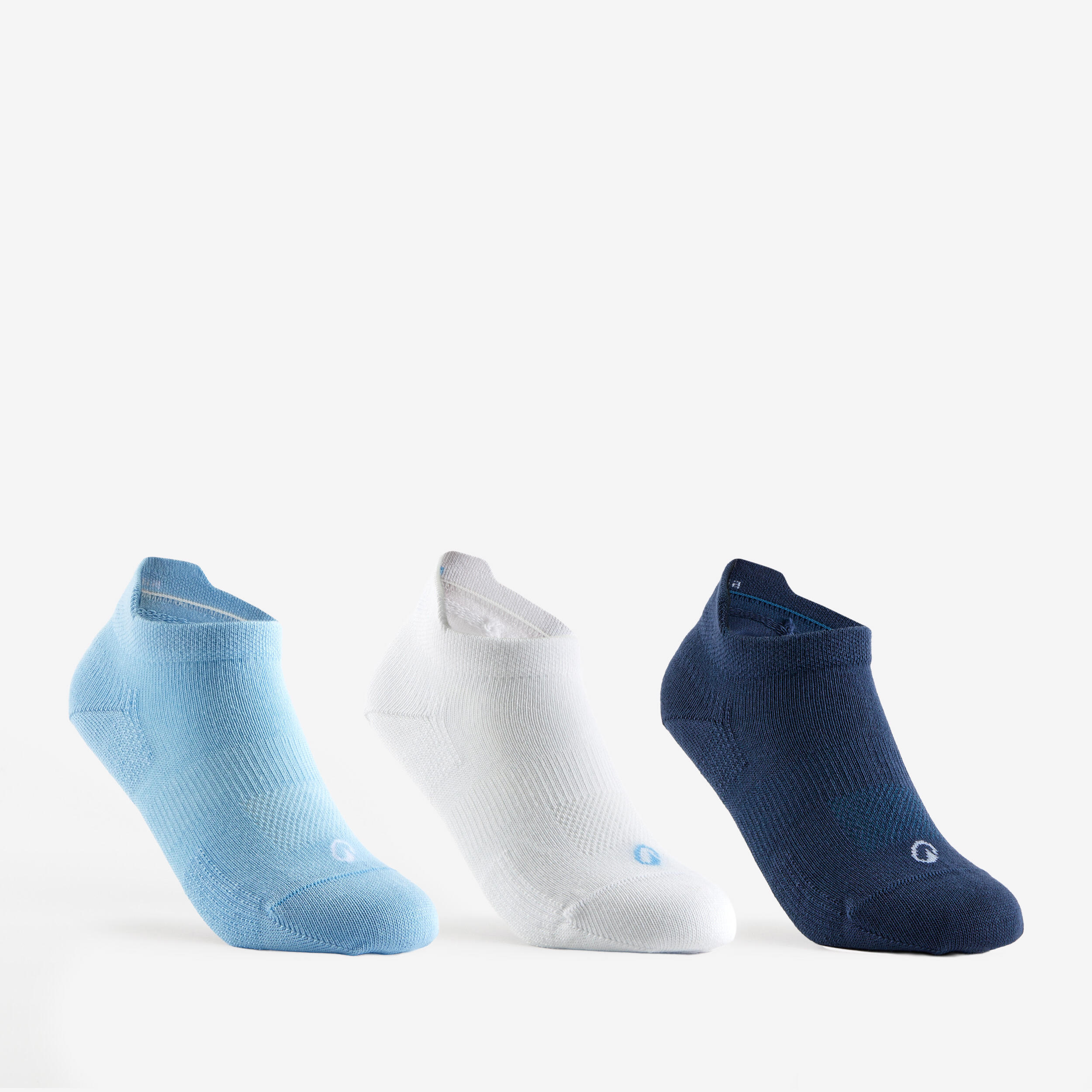 DECATHLON Calze corte bambino RS 160 azzurro-bianco x3