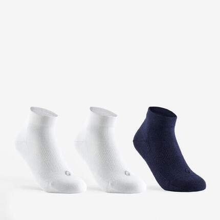 CHAUSSETTES DE SPORT ENFANT MI-HAUTES RS 160 BLANC MARINE LOT DE 3