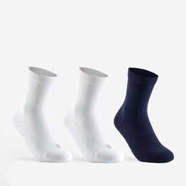 CHAUSSETTES DE SPORT ENFANT HAUTES ARTENGO RS 160 BLANC MARINE LOT DE 3