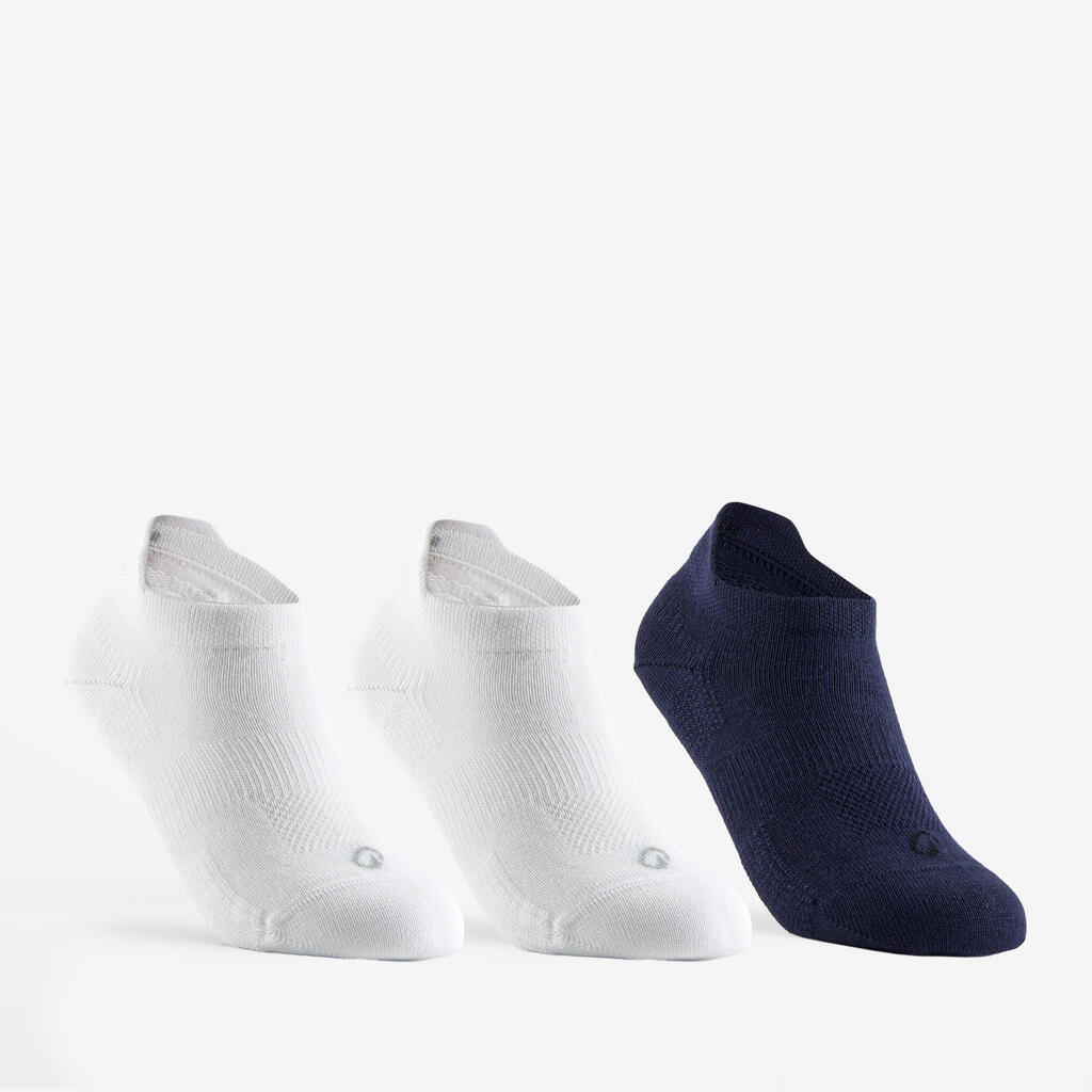 CHAUSSETTES DE SPORT ENFANT BASSES ARTENGO RS 160 BLANC  MARINE LOT DE 3