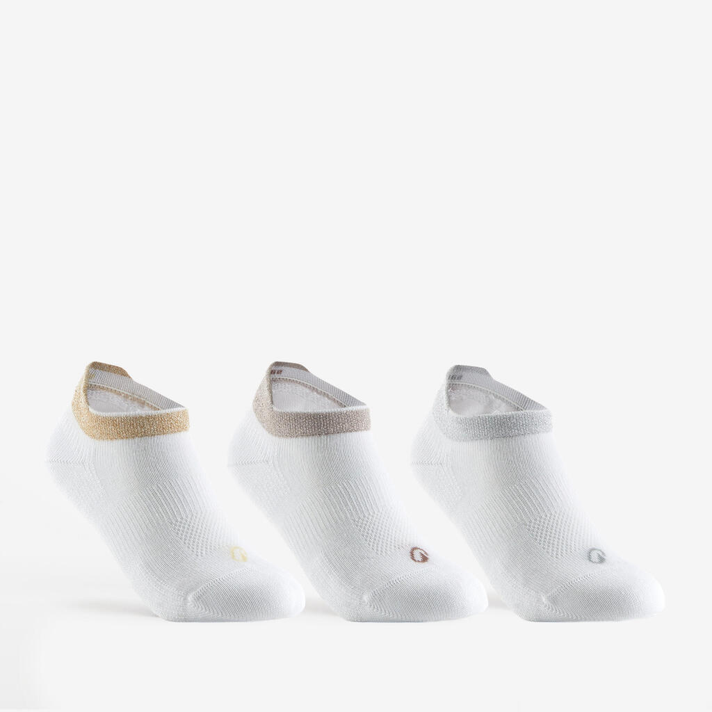 CHAUSSETTES TENNIS ENFANT BASSES ARTENGO RS 160 BLANC BRILLANT LOT DE 3