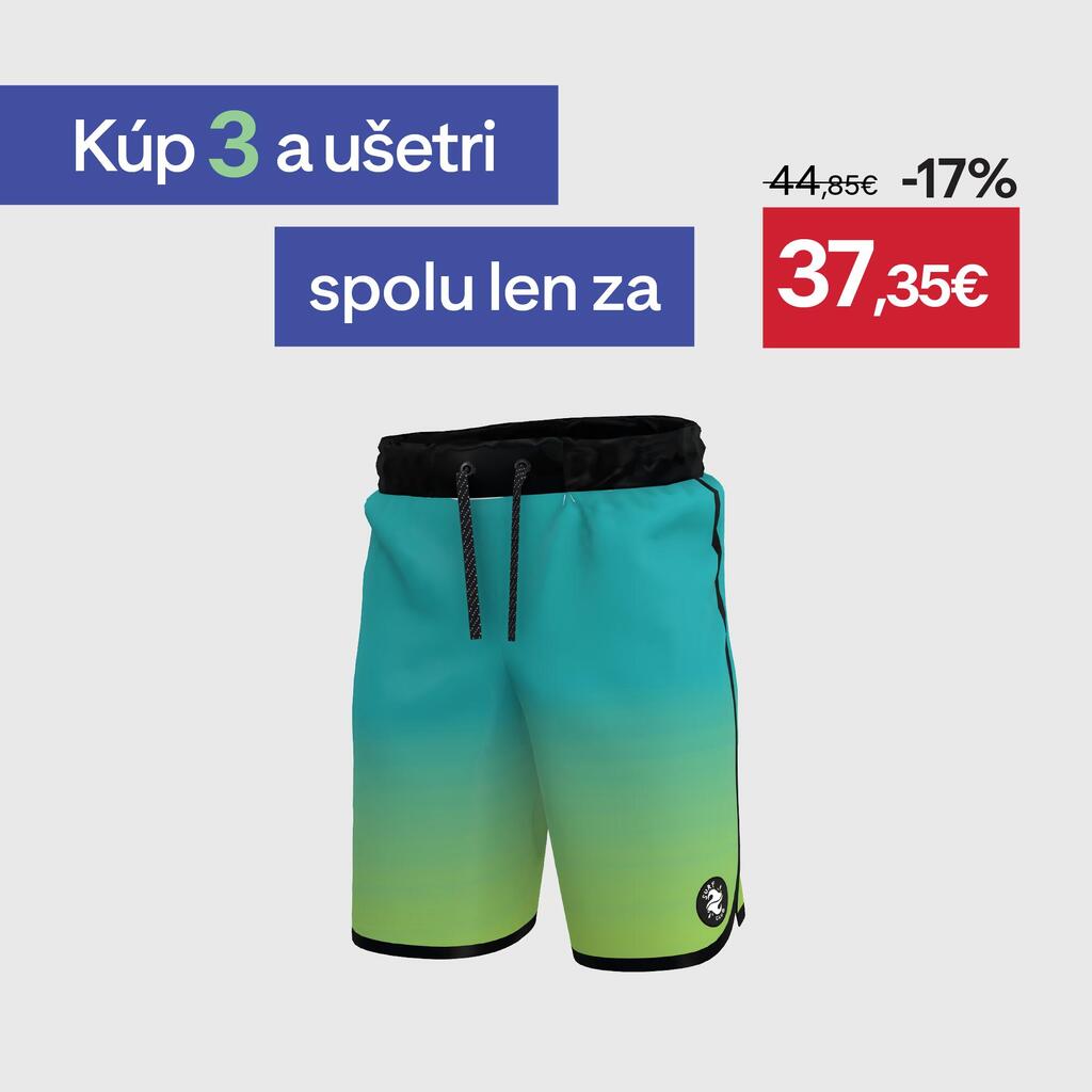 Chlapčenské boardové šortky 500 Offshore, zeleno-modré