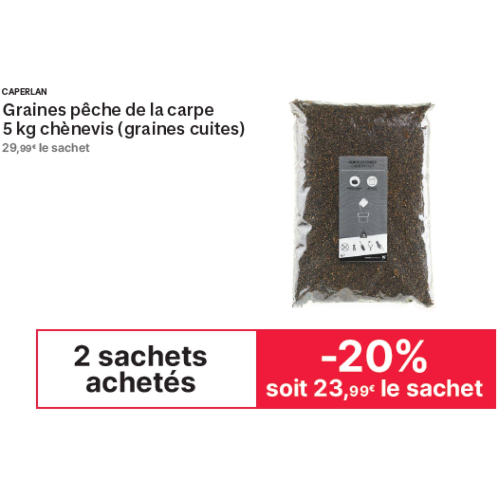 Graines pêche de la carpe Sac 5kg  chènevis (graines cuites) 4/4
