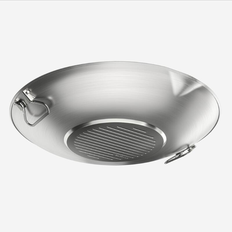 Kamp Wok Tava - Paslanmaz Çelik - 34 cm Çap - 900