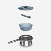 Set de gătit pentru camping din oțel inoxidabil pentru 1 persoană, cu 6 elemente