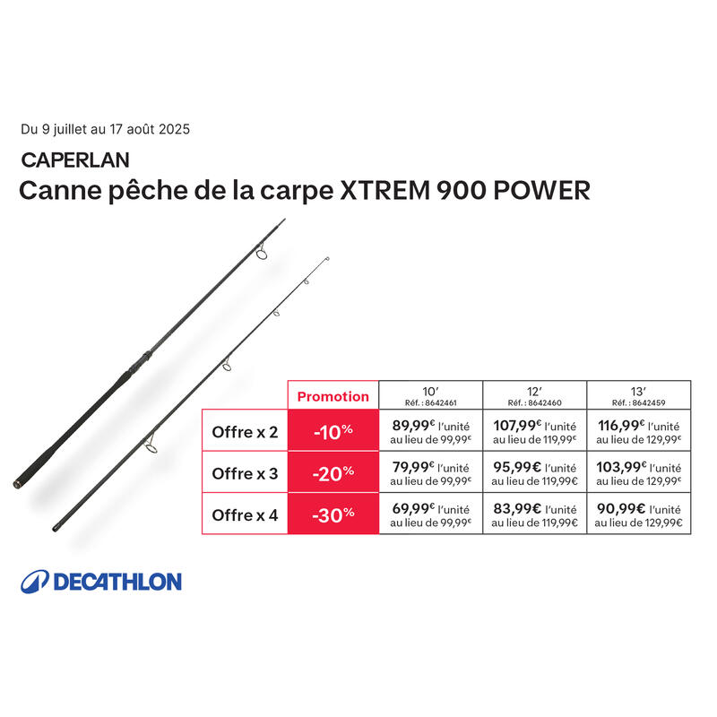 CANNE PÊCHE DE LA CARPE XTREM 900 POWER 10' 3,5lbs