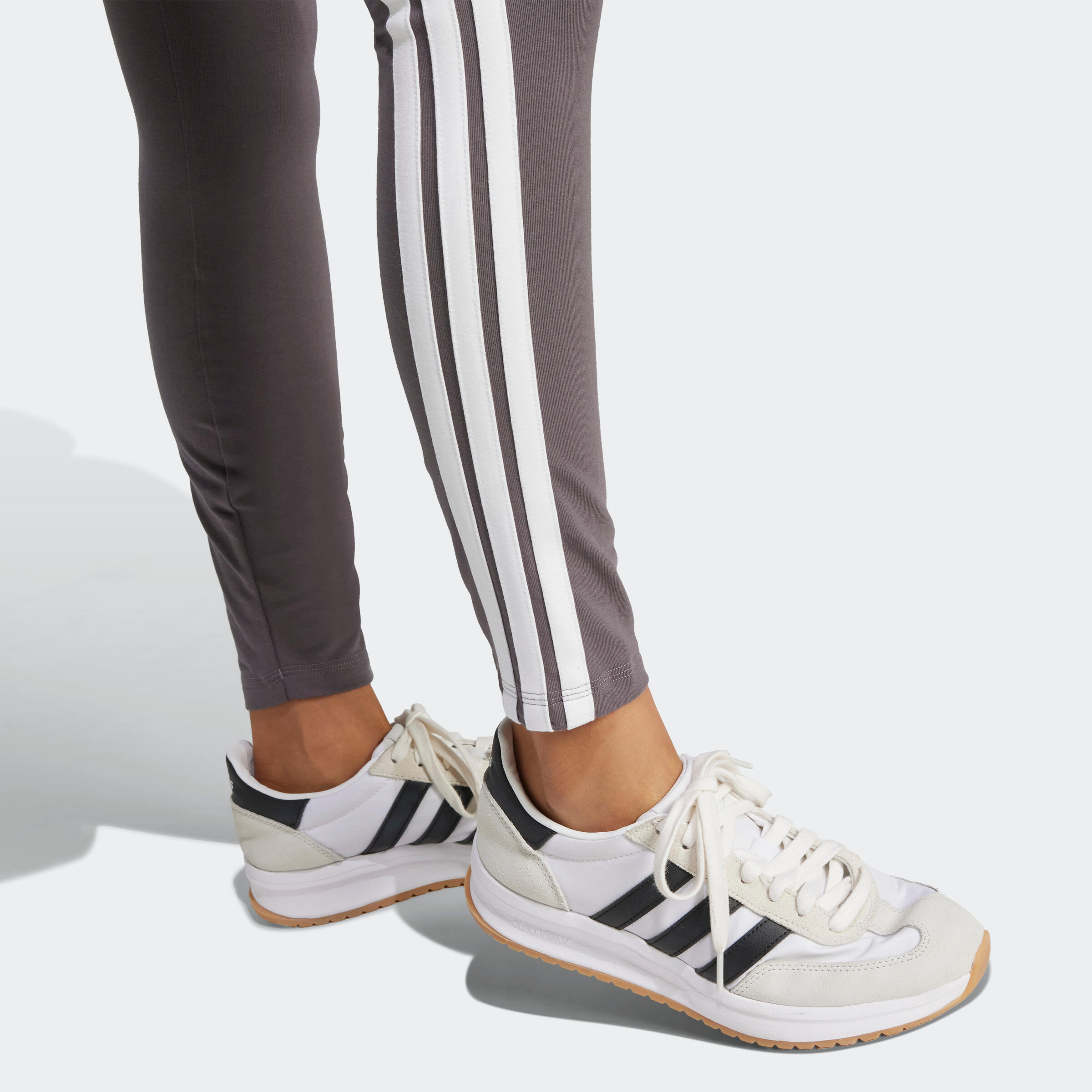 Leggings ADIDAS donna palestra modellanti cotone vita alta grigi 5/6