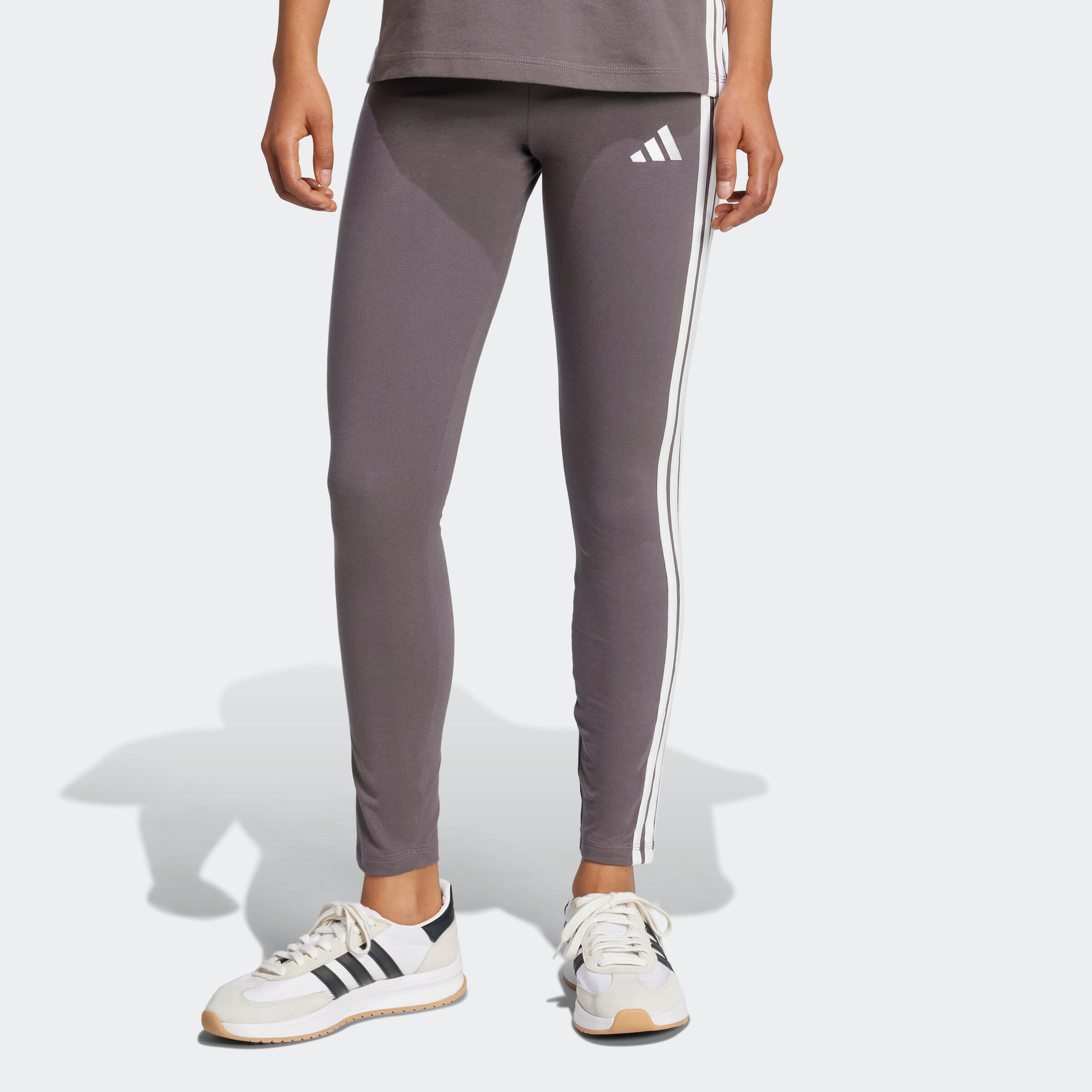Leggings ADIDAS donna palestra modellanti cotone vita alta grigi 3/6