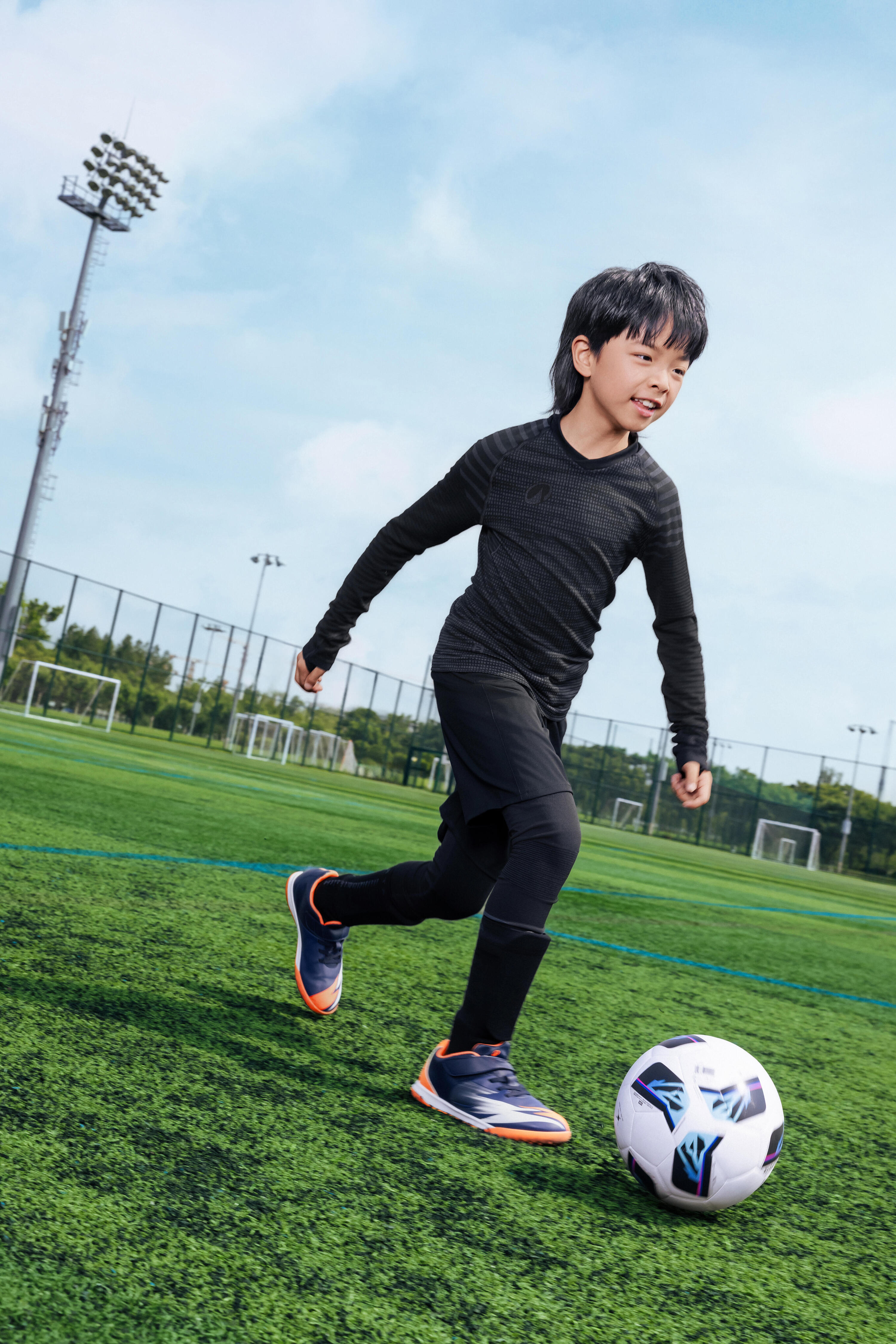 Mallas térmicas de fútbol Niños Kipsta Keepdry 500 negras 11/11