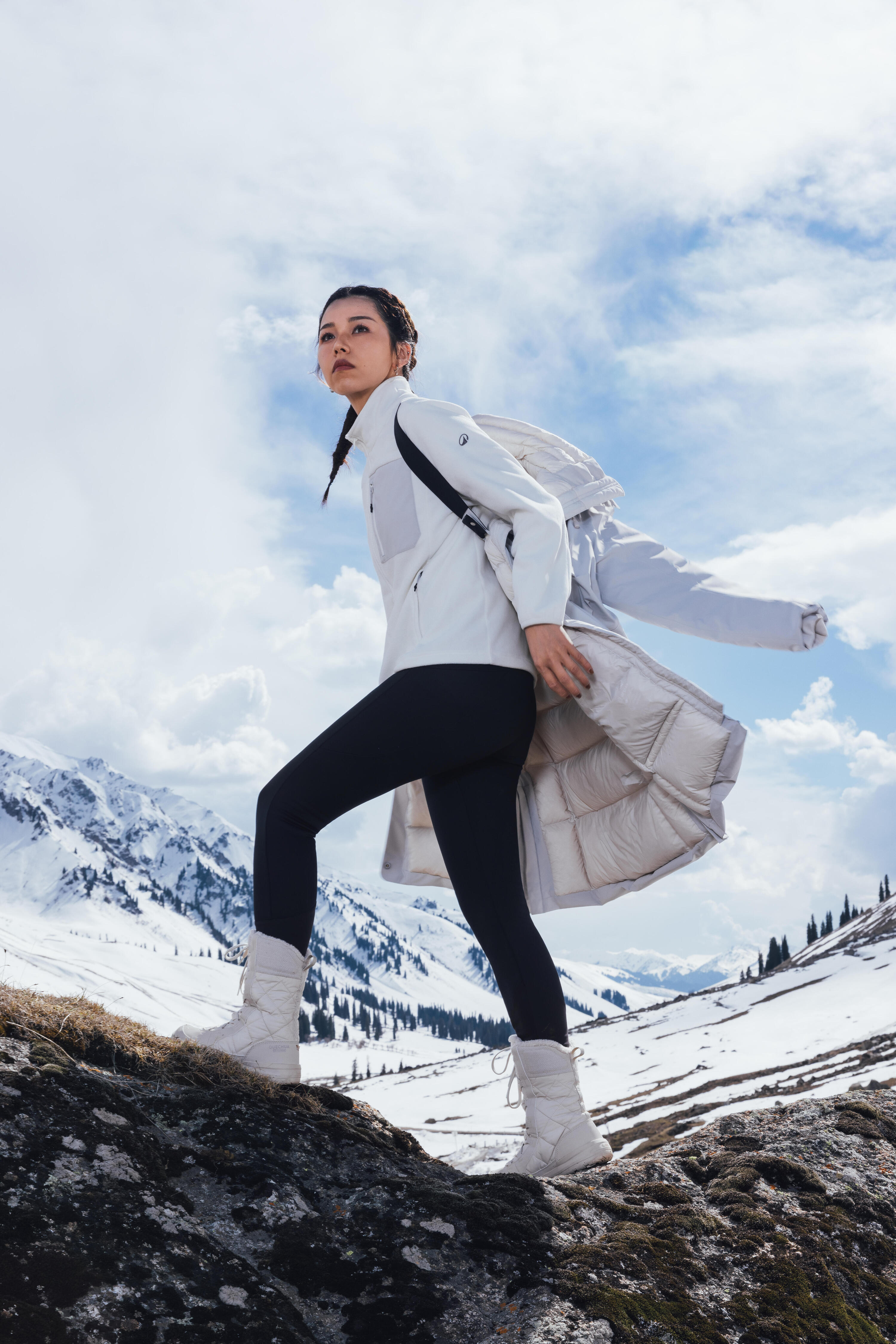 Botas de nieve y apreski impermeables cordones Mujer Quechua NH500 beige 9/10