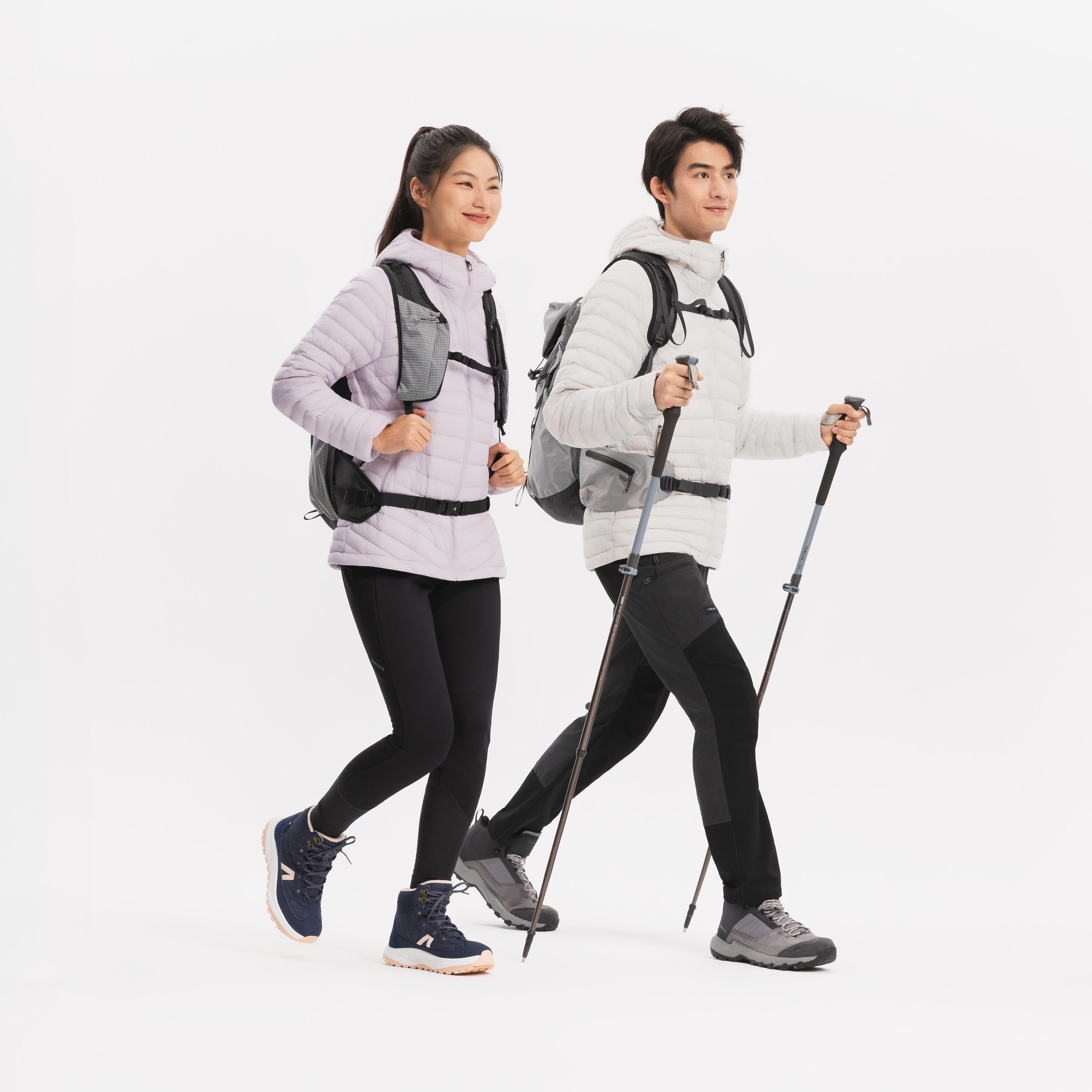 Mountain trekking down hooded jacket - MT100 CN