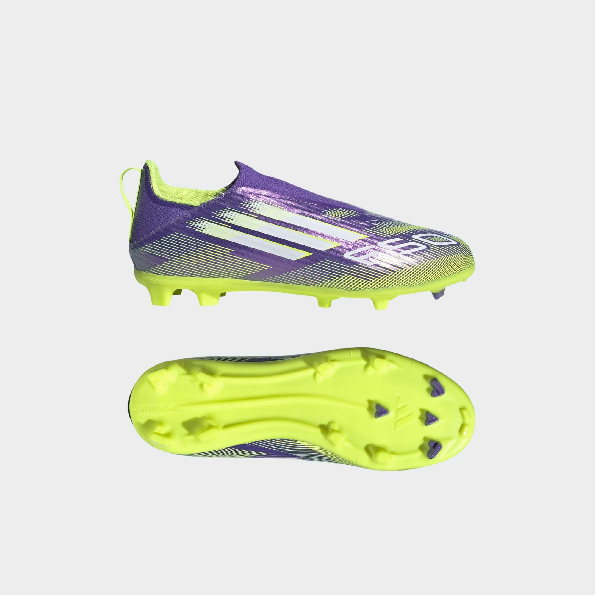 Chaussure F50 League Laceless FG/MG Enfant Violet/Vert 11/12