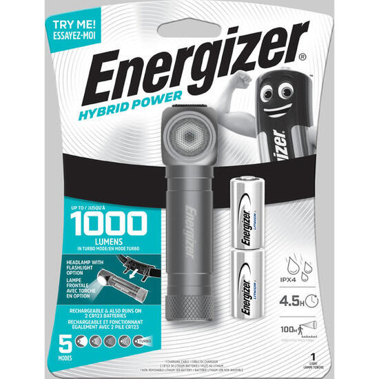 LAMPE FRONTALE & TORCHE ENERGIZER HYBRID - 1000 lumens