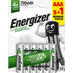 Piles rechargeables Energizer 5+1 AAA/HR3 700mAh