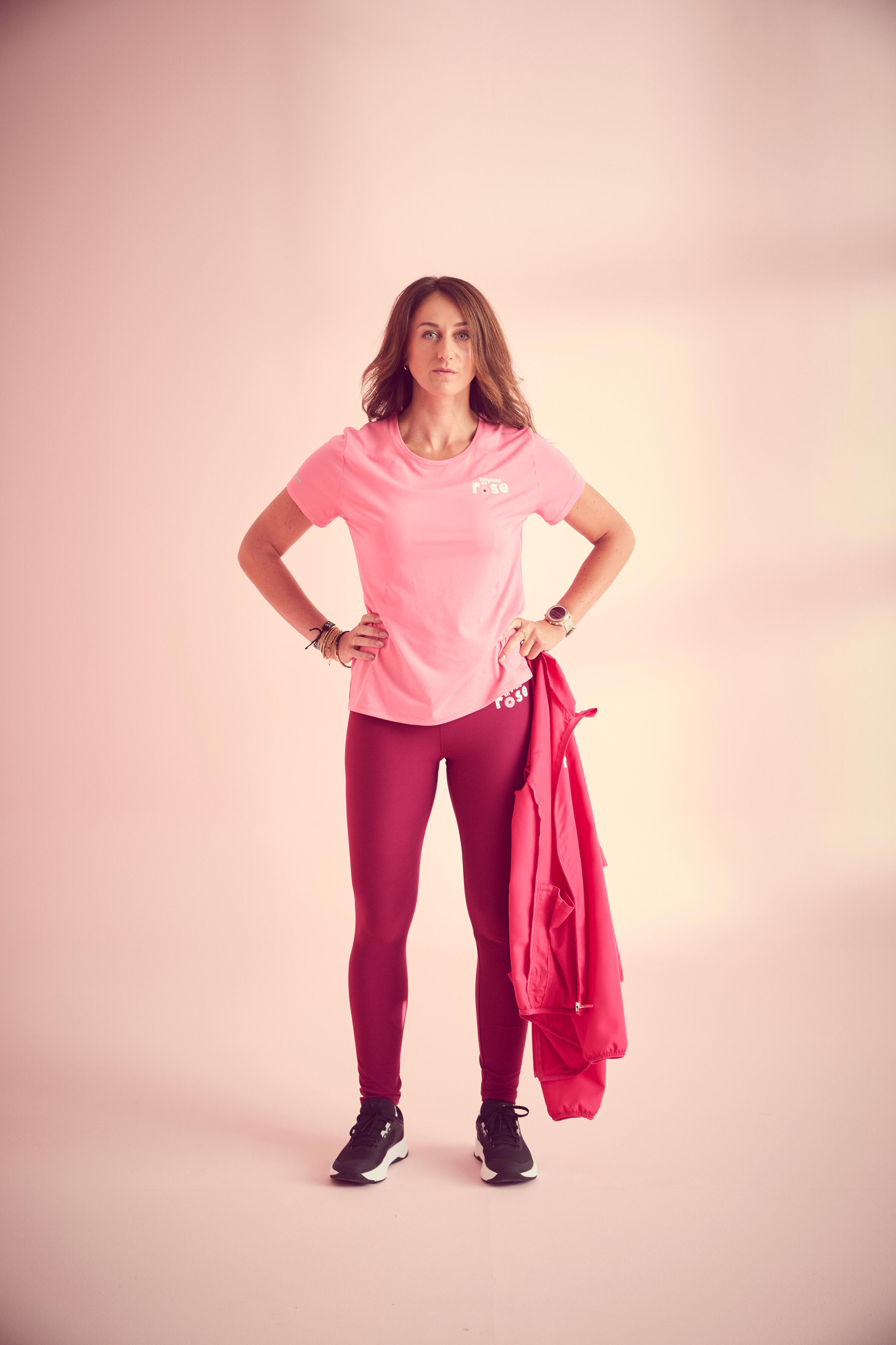 T-shirt running respirant Femme, Run 500 Dry édition limitée "Bougeons en rose" 9/11
