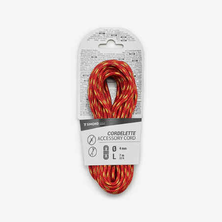 Climbing and Mountaineering Cordelette 4 mm x 7 m - Red