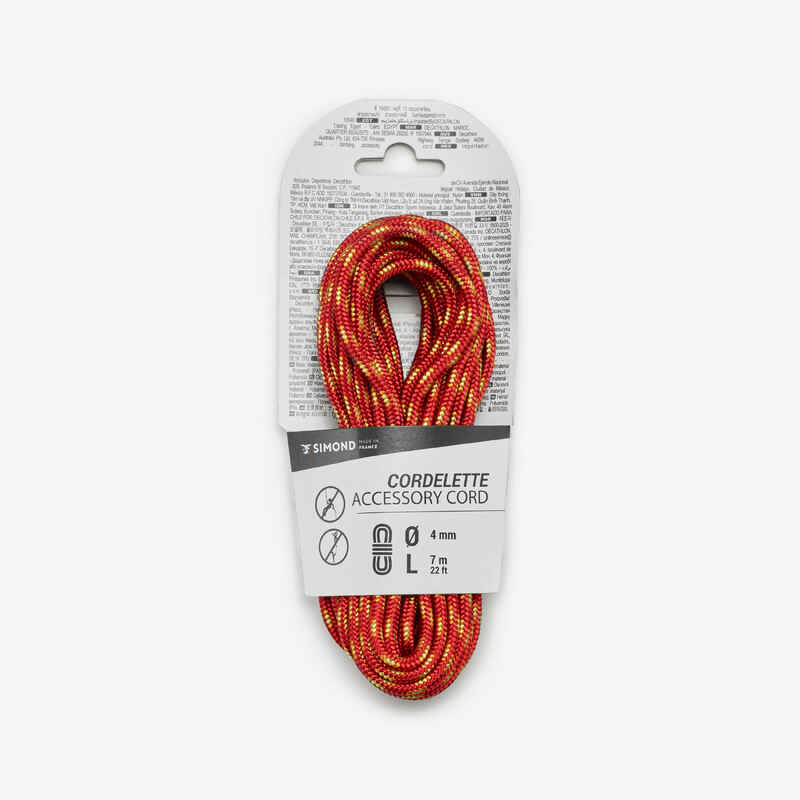 Climbing and Mountaineering Cordelette 4 mm x 7 m - Red