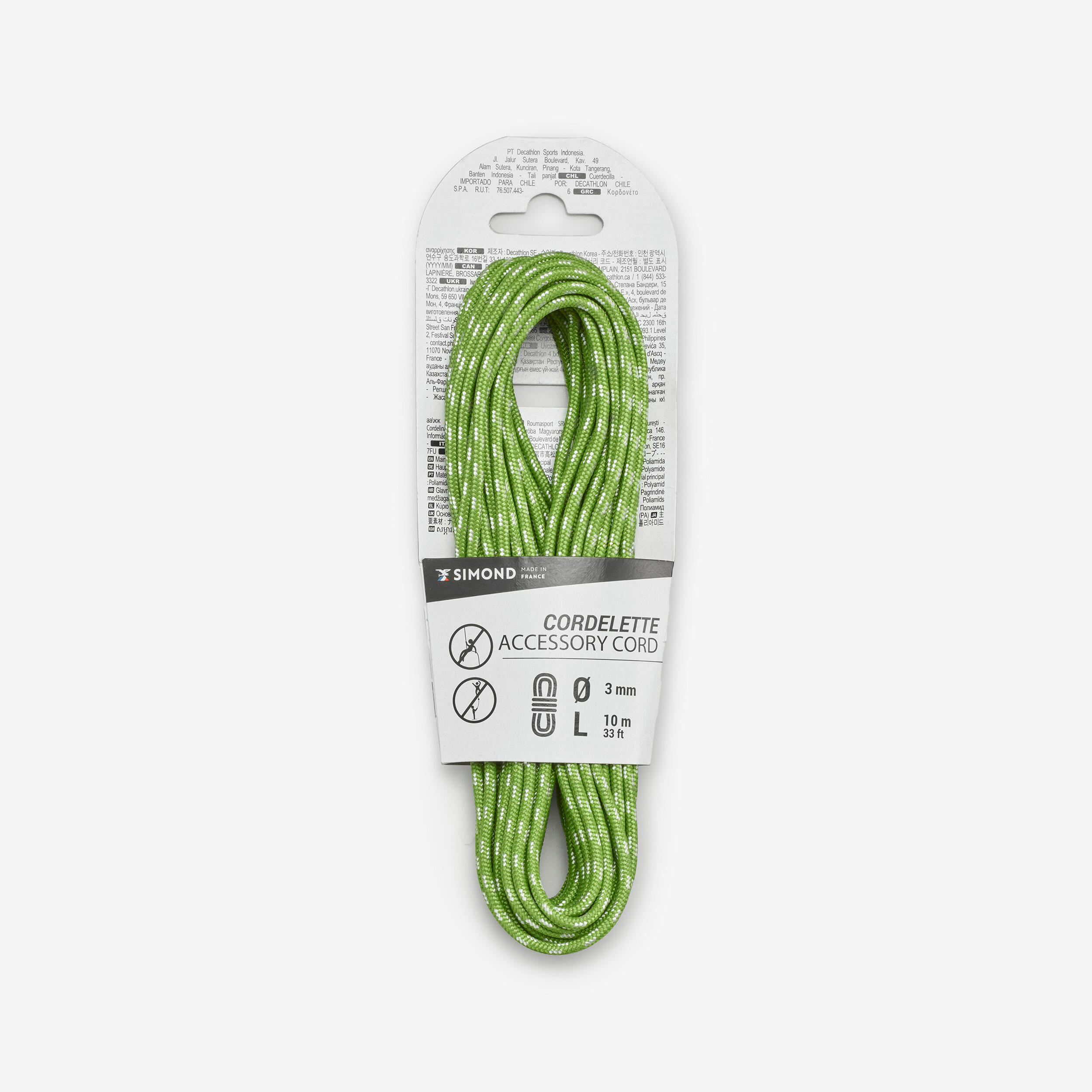 SIMOND Cordino arrampicata e alpinismo 3 MM x 10 M verde