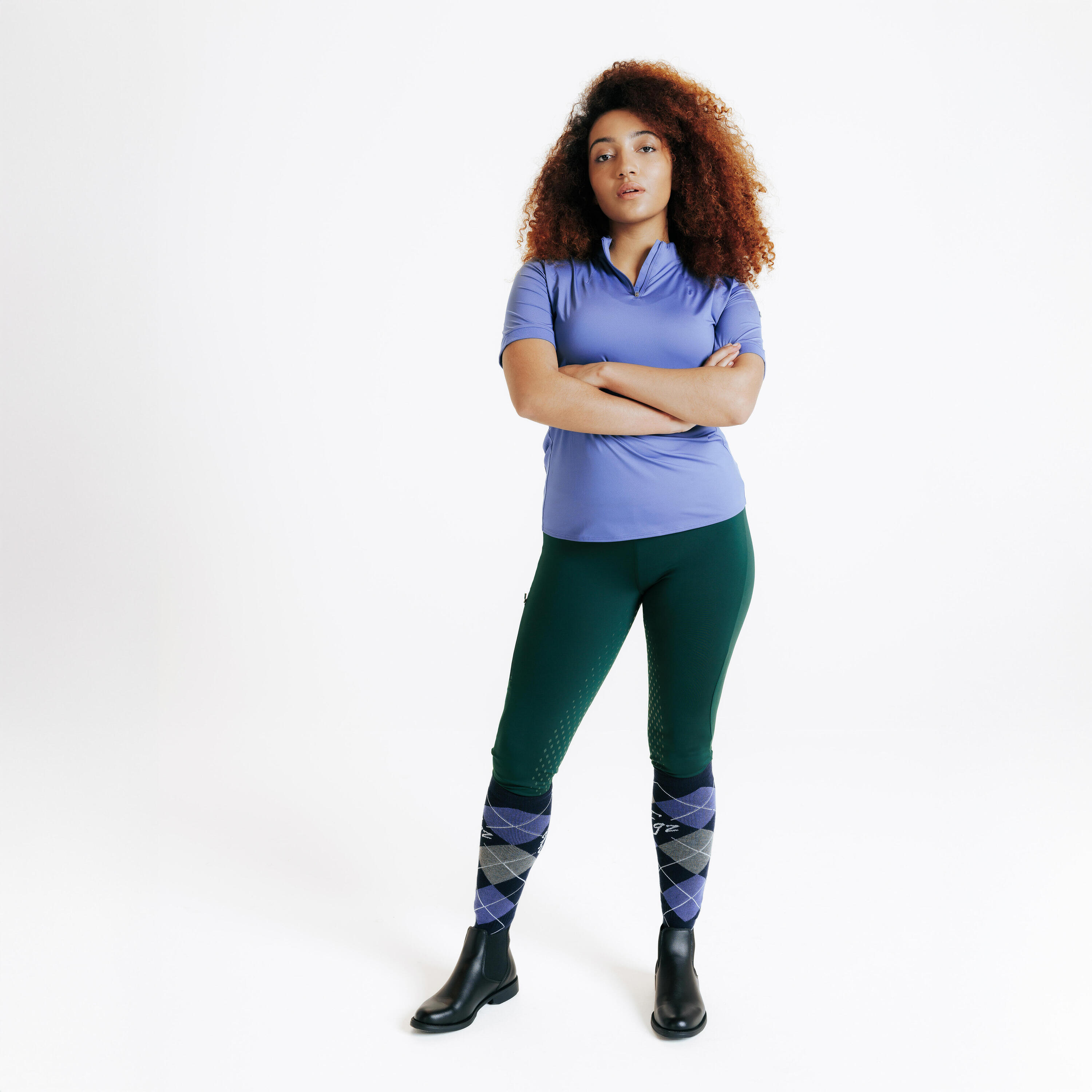 Women's Horse Riding Fullgrip Leggings - 500 Green 2/8