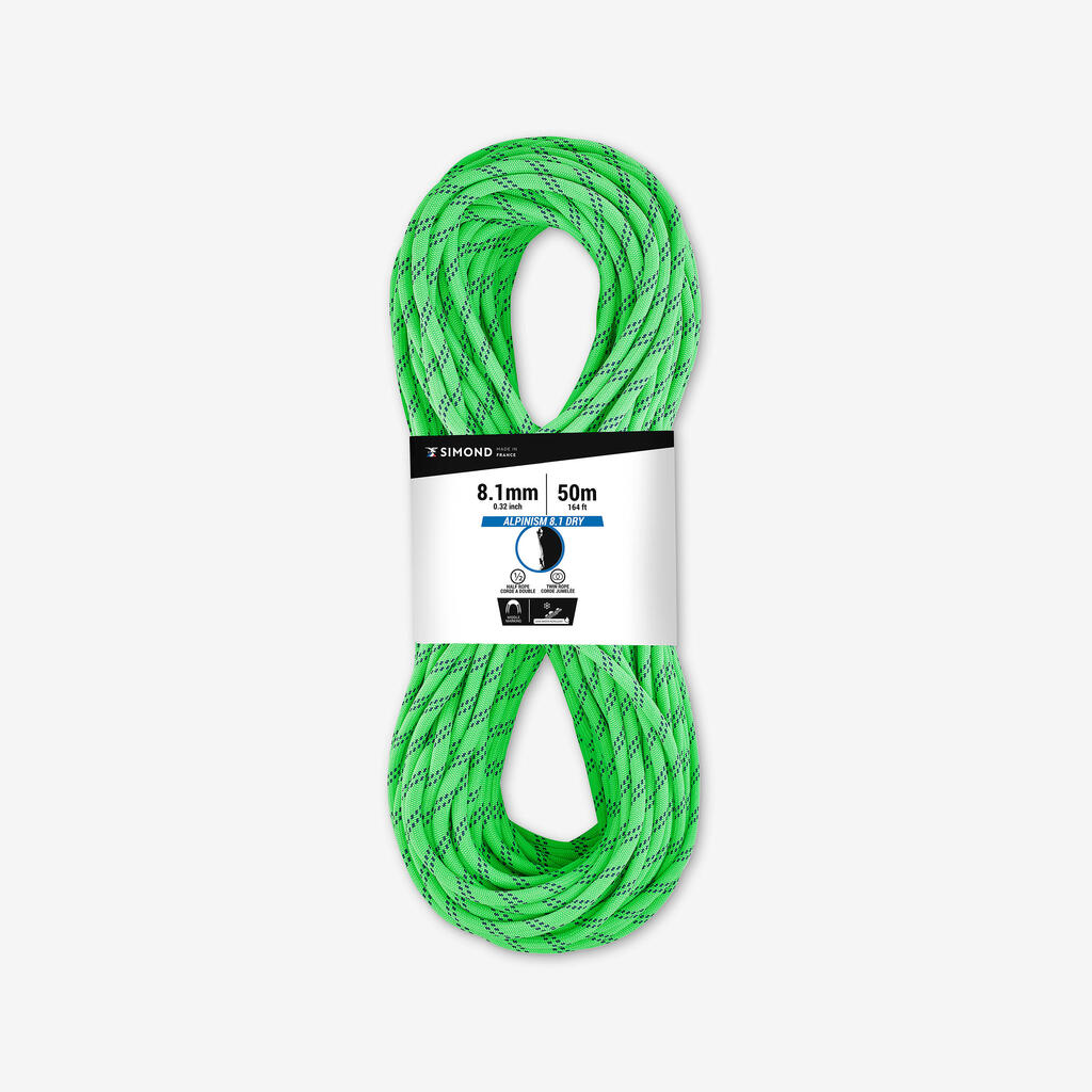 Zelena polovična vrv za spuščanje ABSEIL (8,1 mm x 50 m)
