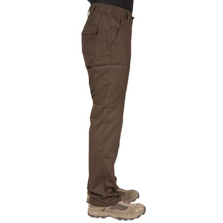 Pantalón Cargo Hombre Solognac Steppe 300 Marrón Resistente Multibolsillos