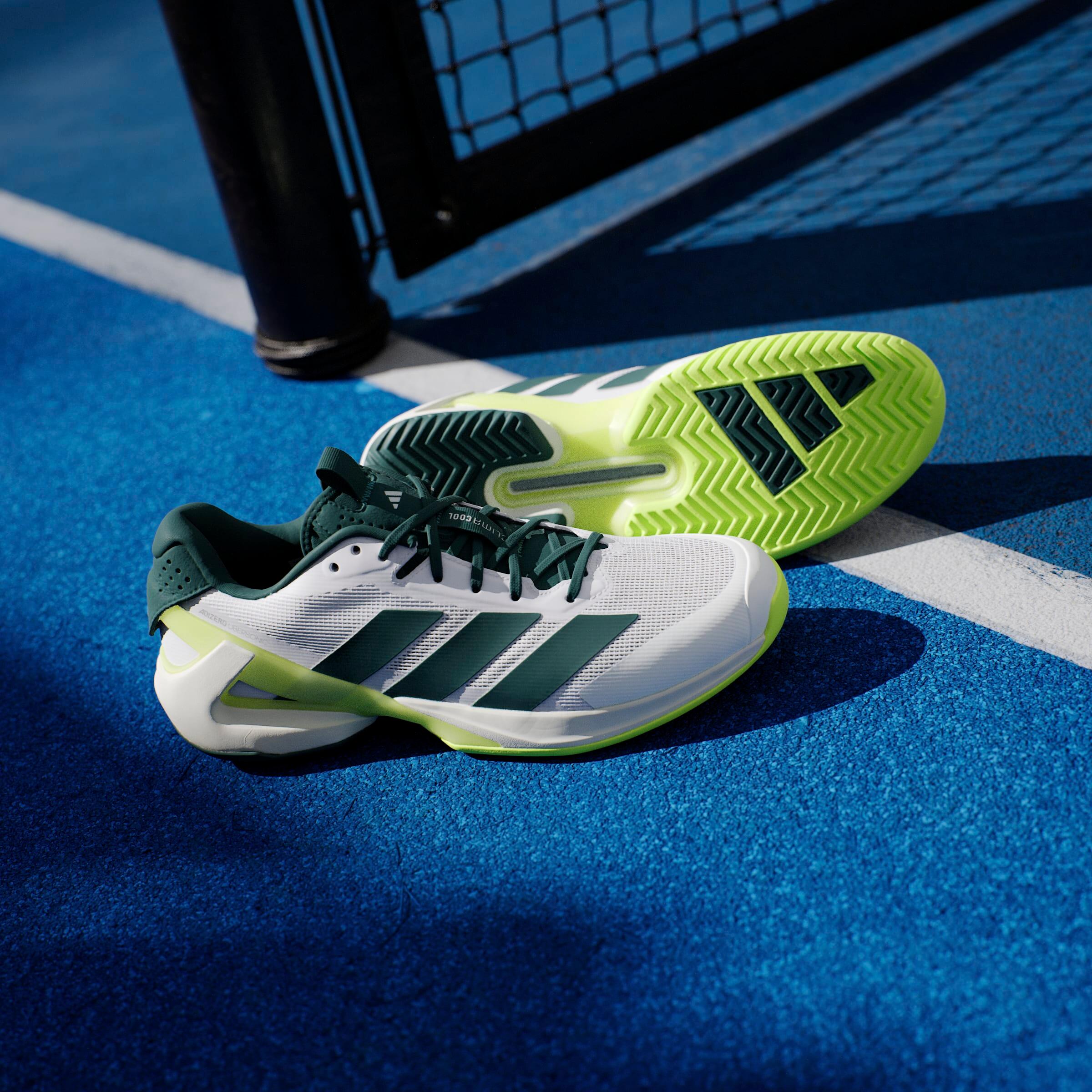 Herren Tennisschuhe Multicourt - Adidas Adizero Ubersonic 5 Weiss Grün 12/17