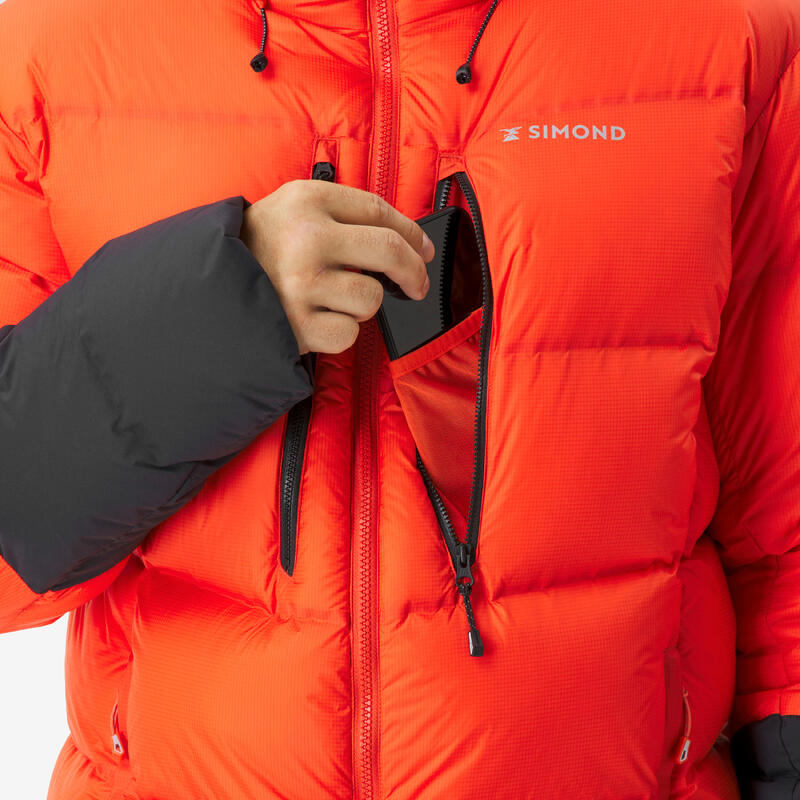 Doudoune d'alpinisme en duvet homme, Makalu rouge
