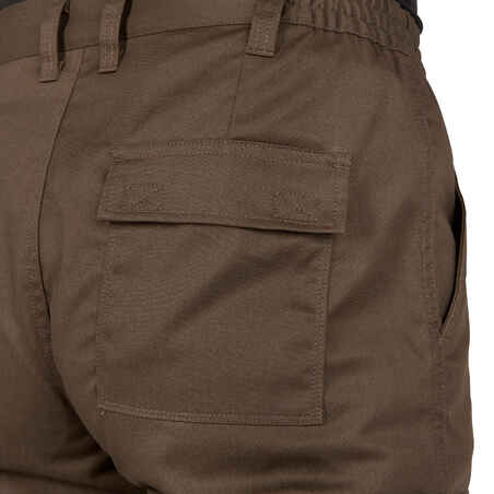 Pantalón Cargo Hombre Solognac Steppe 300 Marrón Resistente Multibolsillos