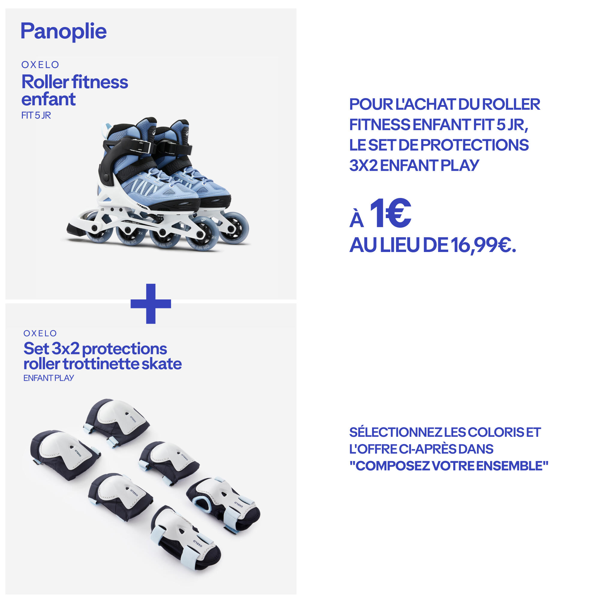 Gebraucht - Inline Skates Inliner Kinder Fitness - Fit 5 blau/weiß 10/20