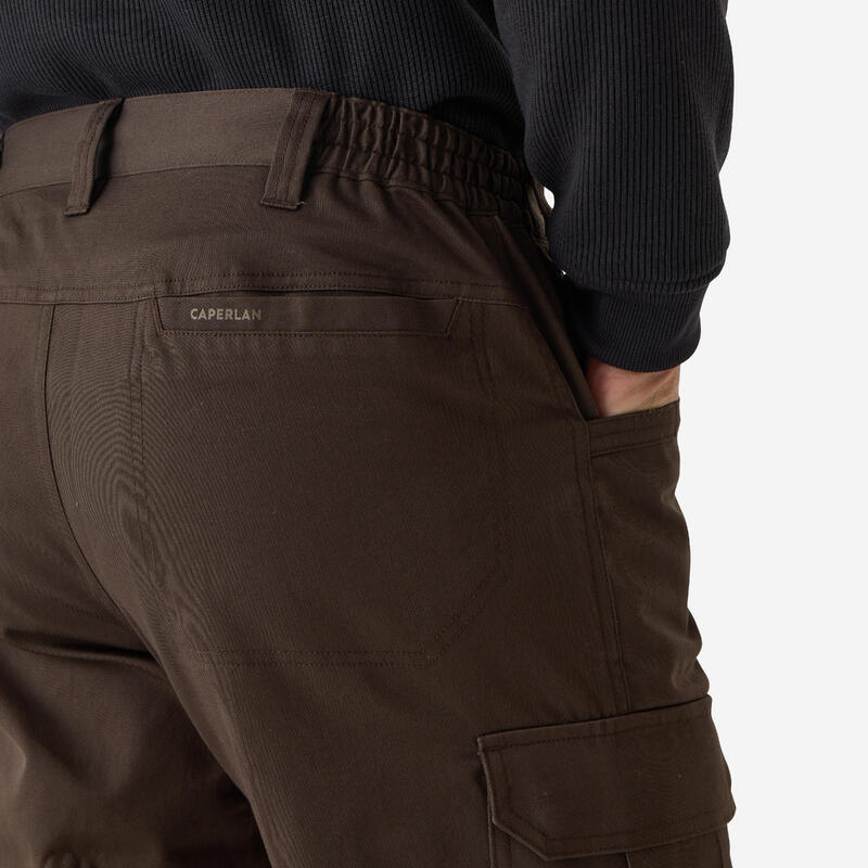 Pantalon cargo rezistent Stepă 500 bumbac 100% Maro