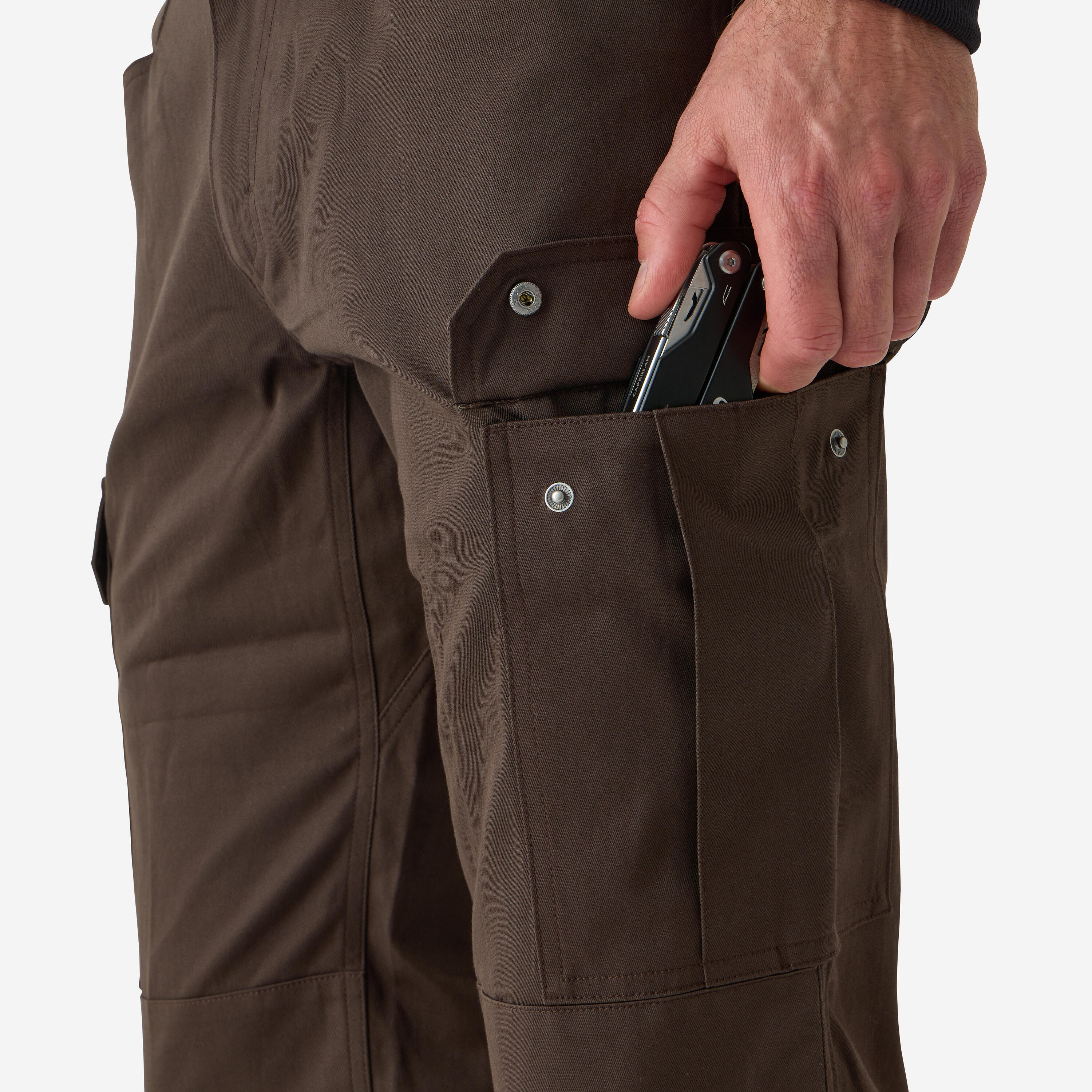 Pantalon cargo résistant, Steppe 500 marron 7/8