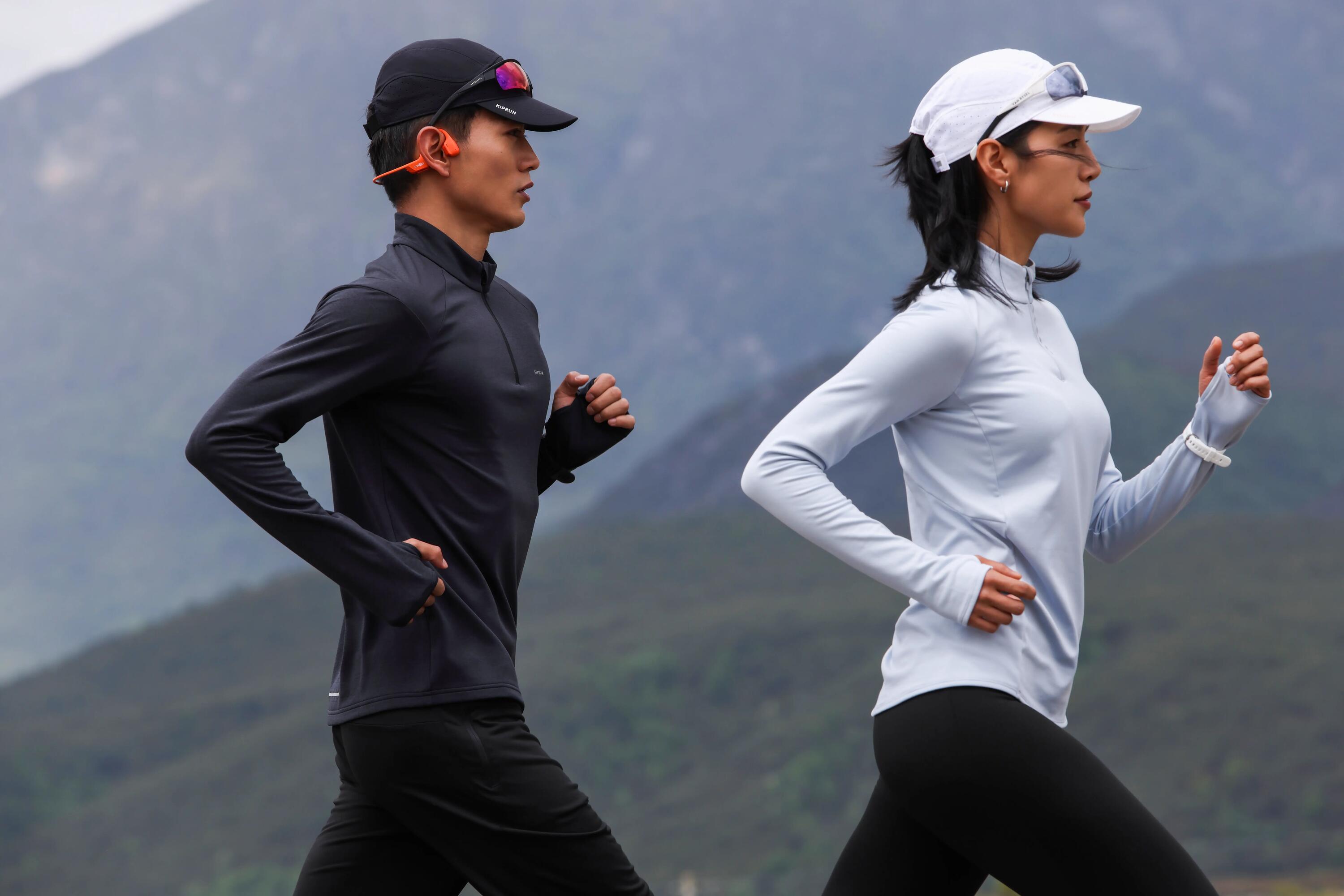 Camisola Meio-Fecho Quente e Respirável Kiprun Run 100 Homem Preto 8/12
