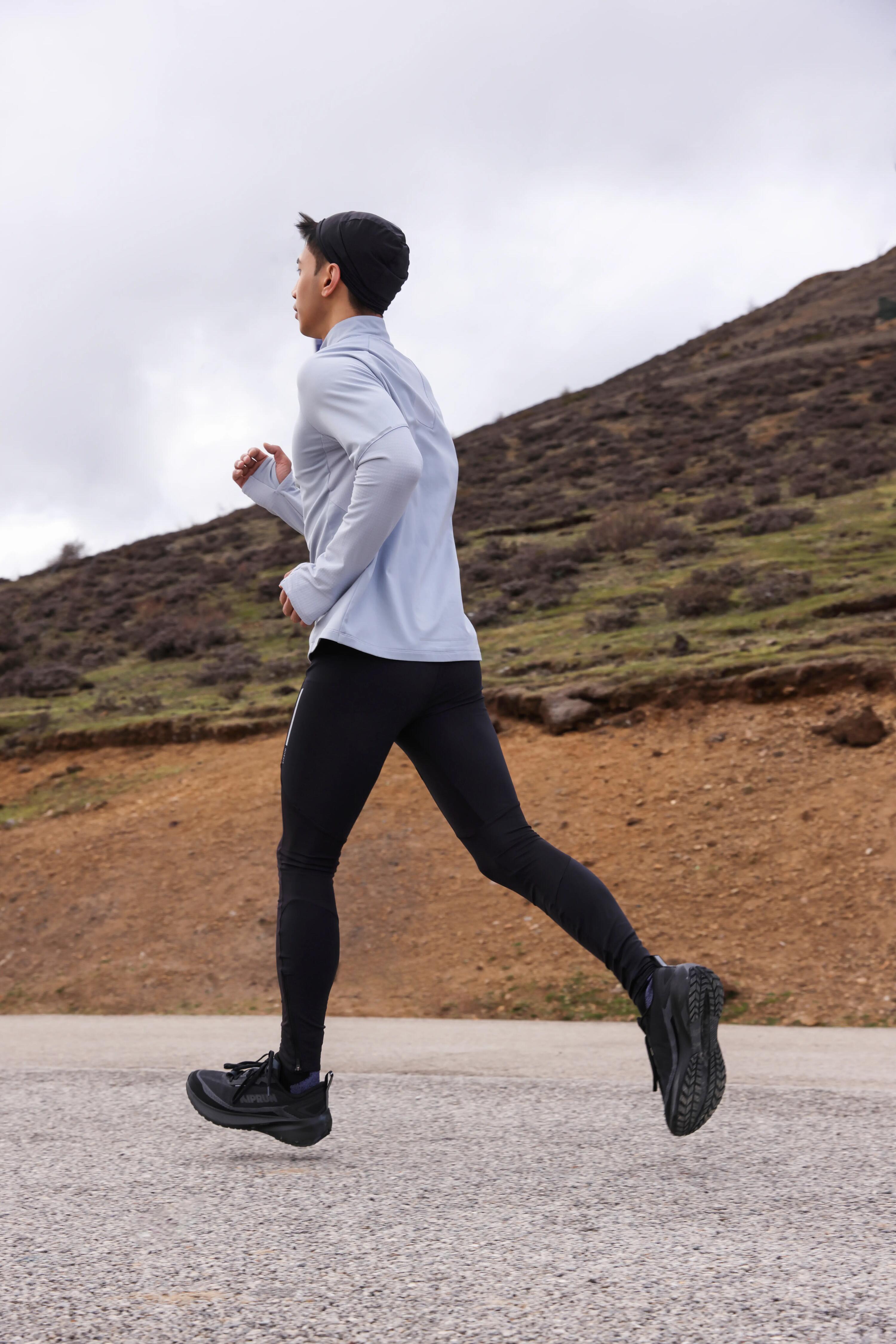 Chandail de course à manches longues chaud avec demi-zip homme, Run 500 9/9