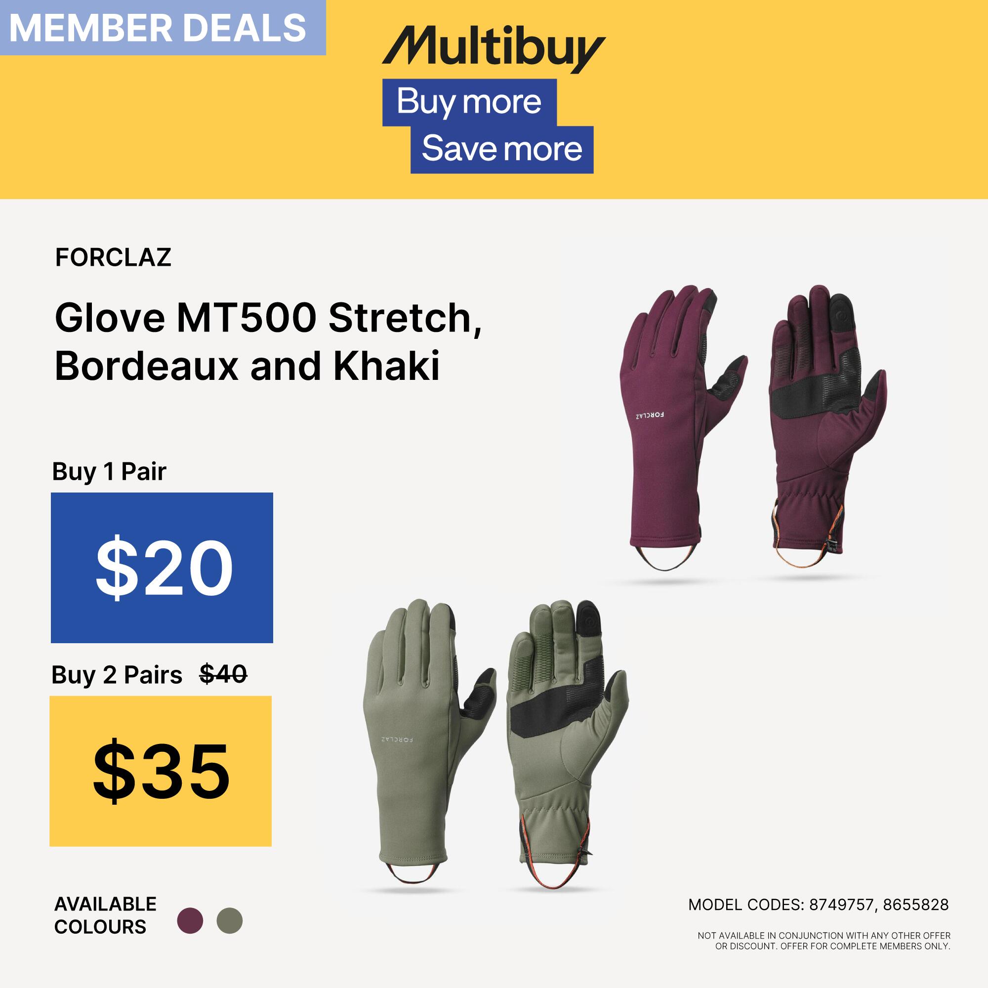Luvas táteis e extensíveis de trekking adulto, MT500 violeta 8/26
